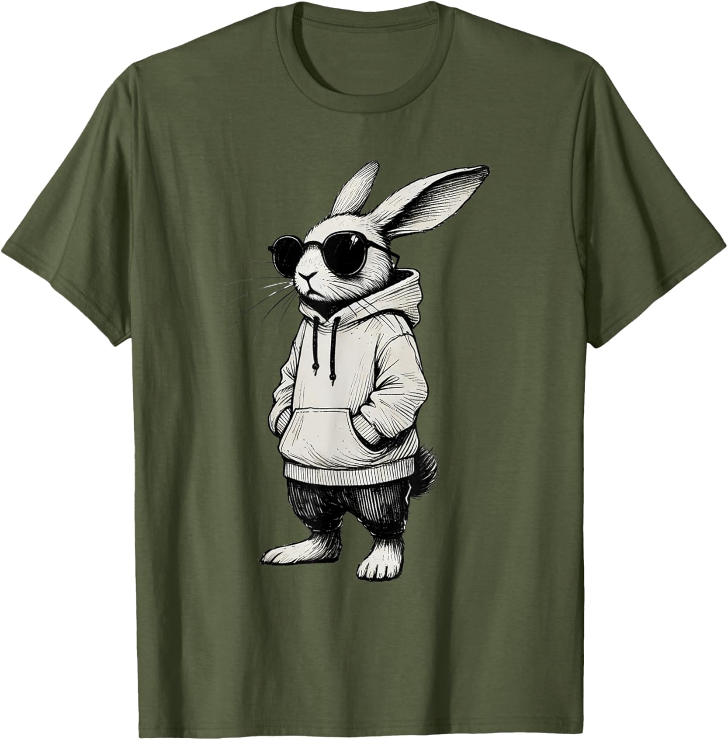 Bunny Face Sunglasses T-Shirt for Boys and Men - Fun Easter Apparel - 17