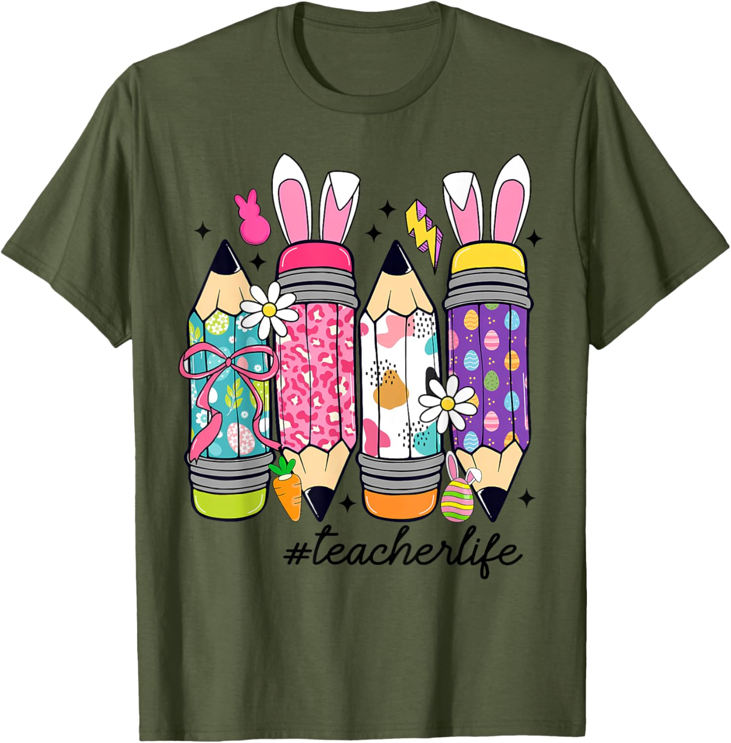 Coquette Bow Easter Bunny Teacher Life T-Shirt for Fun Classroom Style - 13