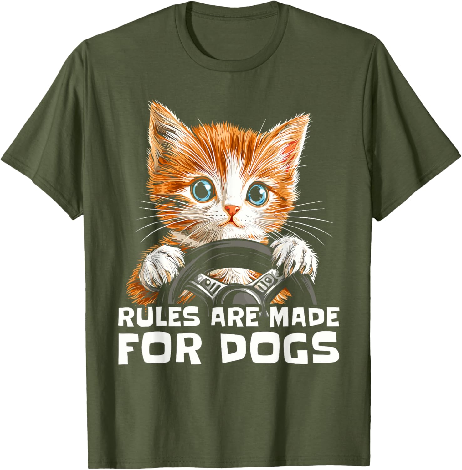 Funny Cat Lover T-Shirt - Rules Are Made for Dogs Driving Cat Shirt - 6