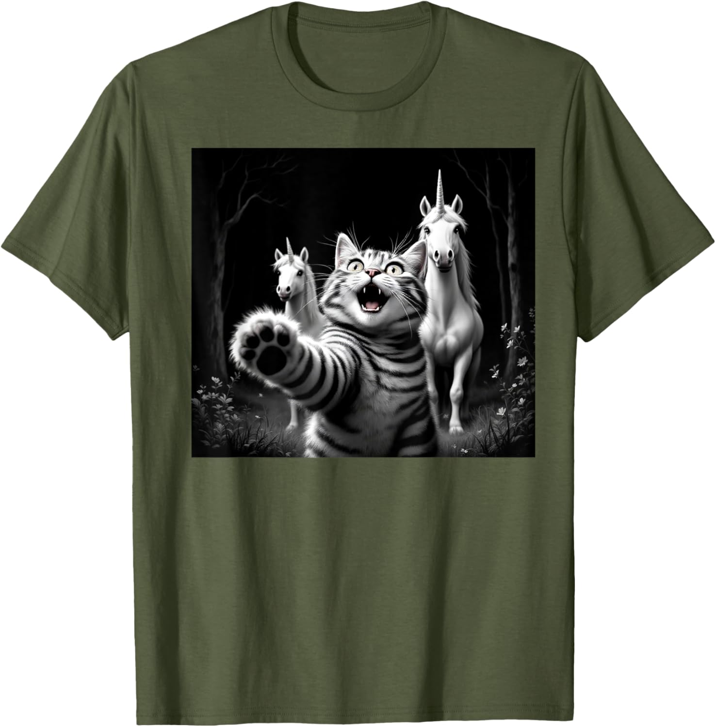 Funny Cat and Unicorn Selfie T-Shirt for Cat Lovers and Kids - 3