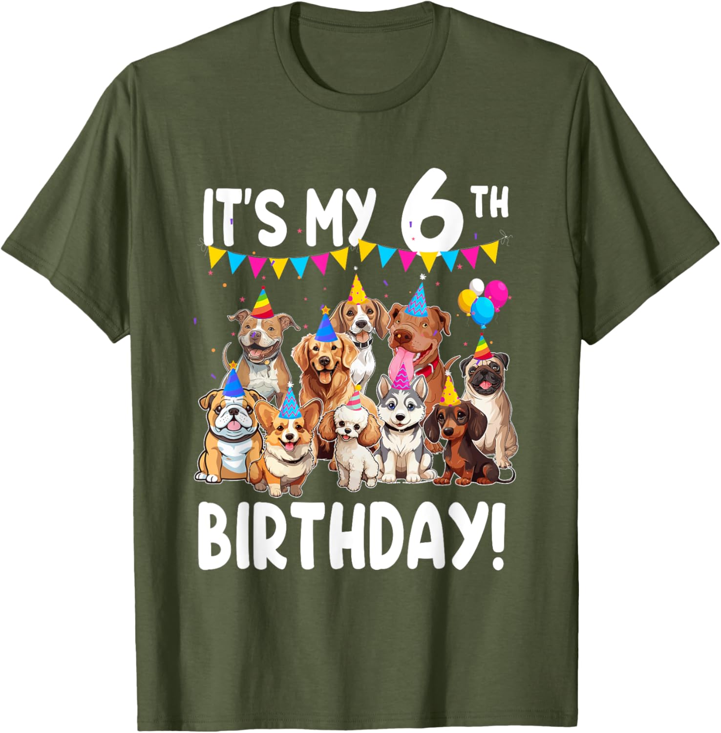 Cute Dogs Lover 6th Birthday T-Shirt for Kids - Fun Birthday Gift! - 13