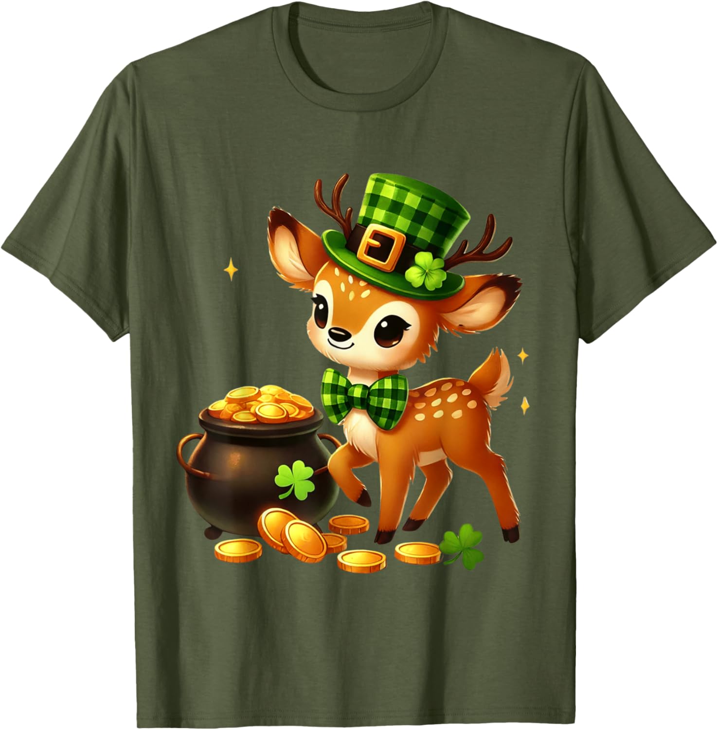 Cute Deer Leprechaun St Patrick's Day T-Shirt for Kids Fun Party Wear - 13