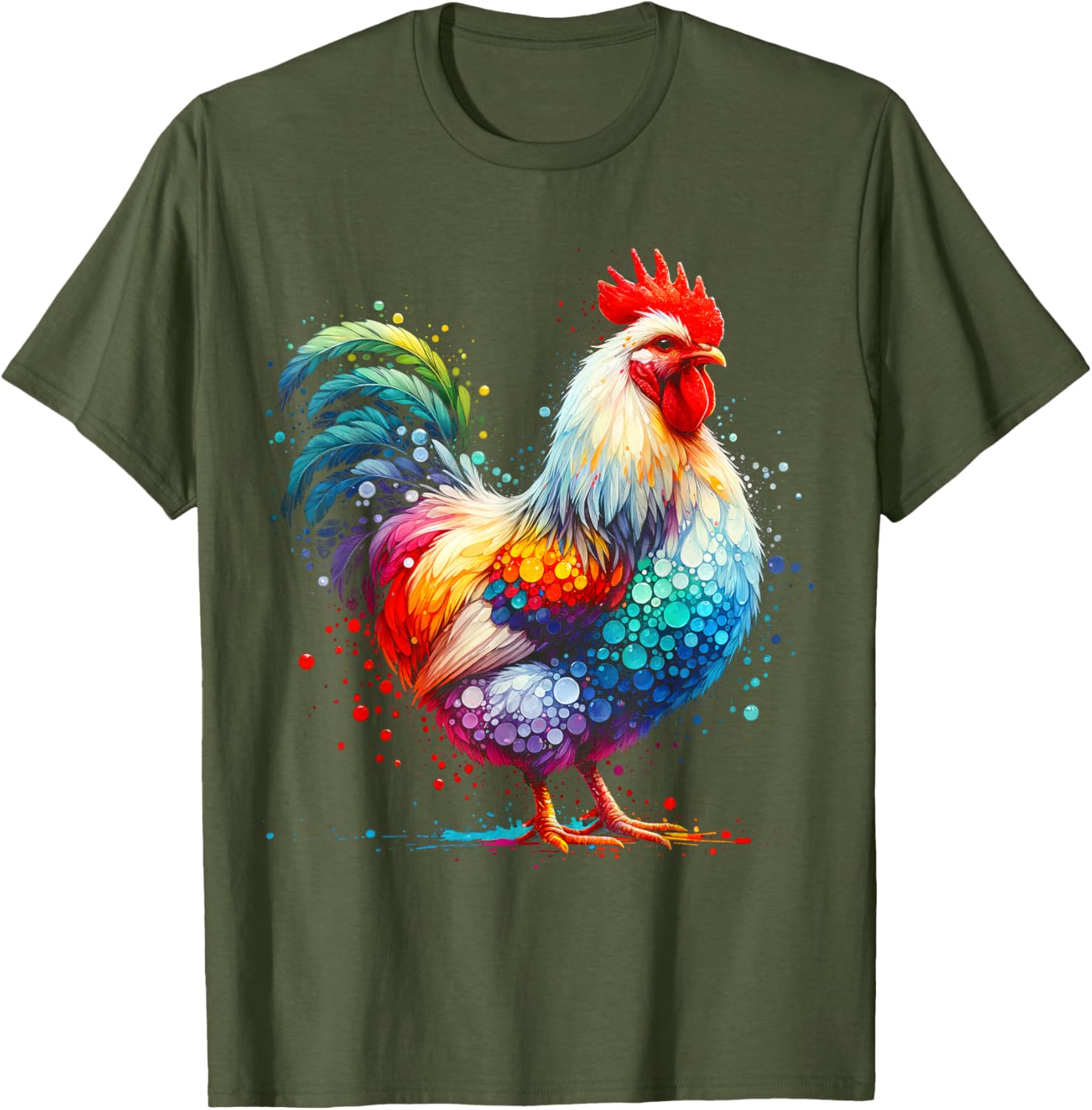 Funny Colorful Chicken Art T-Shirt for Women - Perfect for Farm Lovers - 2