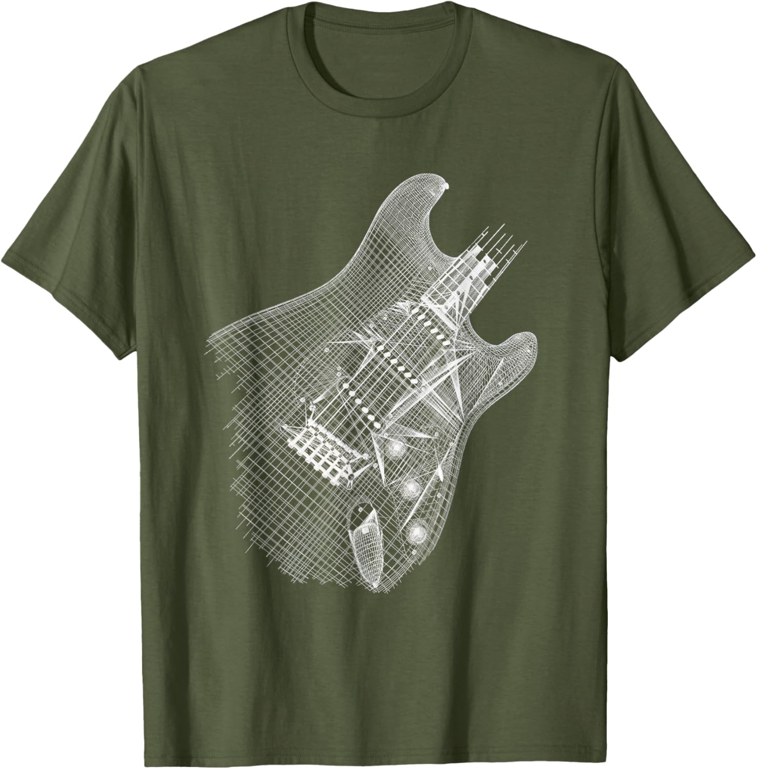 Guitar Wireframe Design T-Shirt for Musicians and Guitarists - 9