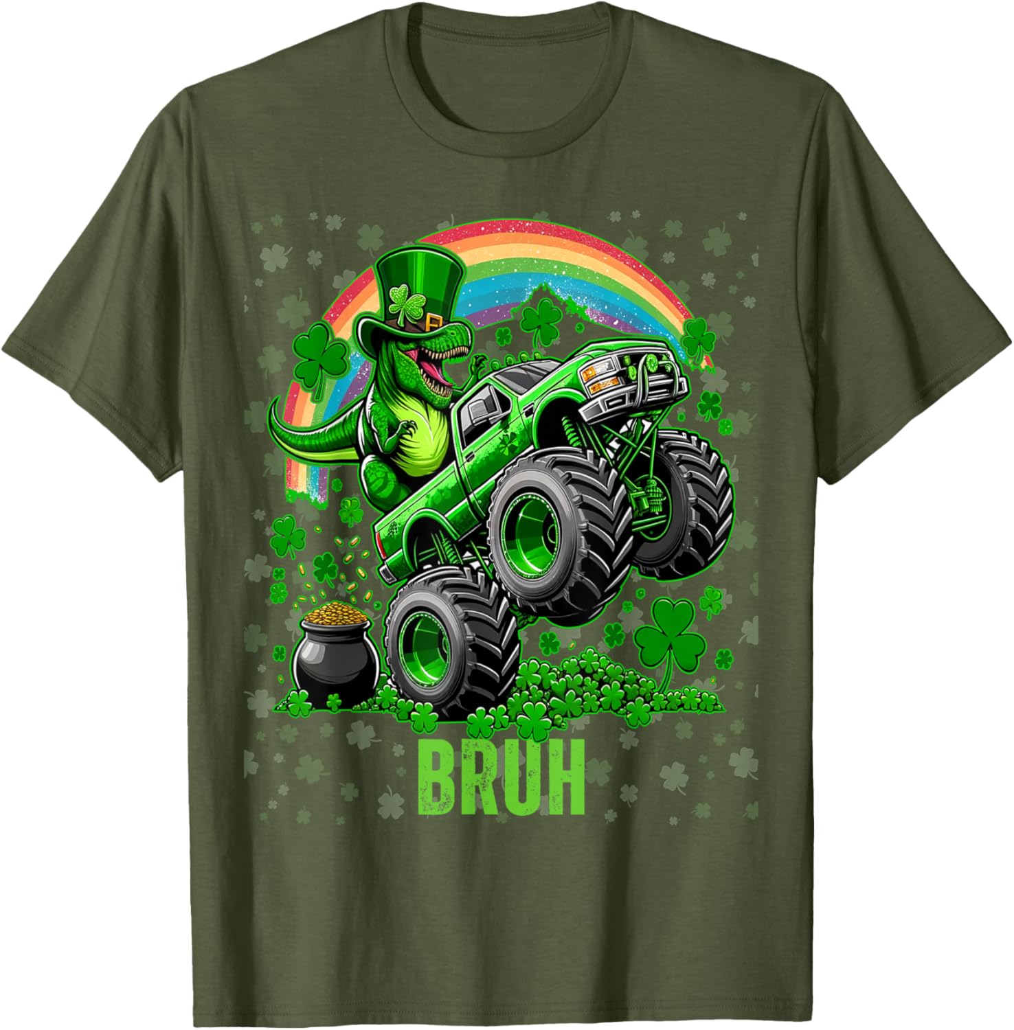 Bruh St Patricks Day Monster Truck Shirt for Festive Fun and Style - 13
