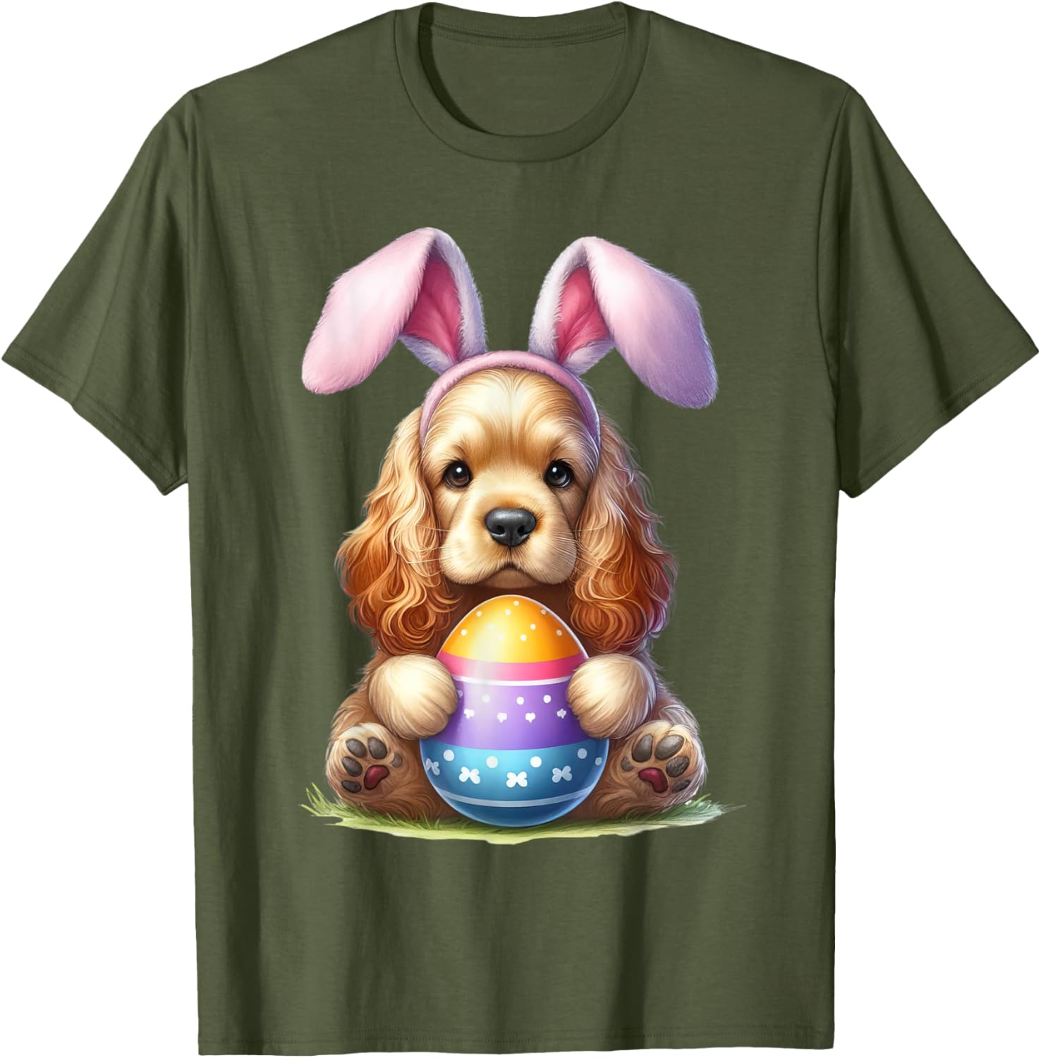 Cute Bunny Cocker Spaniel Easter T-Shirt for Men and Women Celebrating Spring - 14