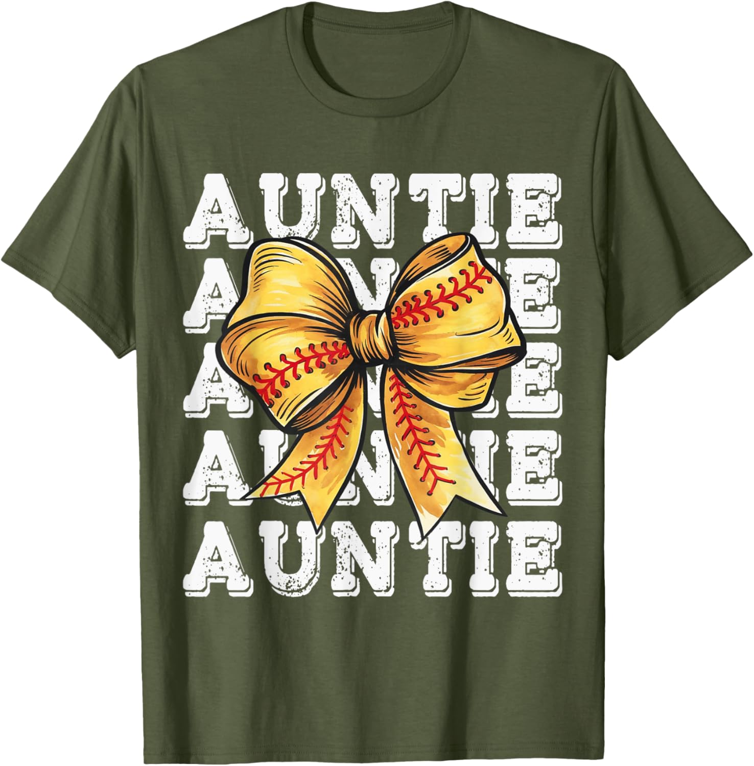Coquette Softball Auntie Matching Family Bow T-Shirt for Fun Moments - 17