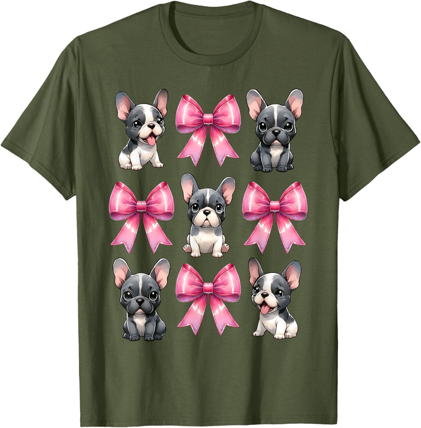 Cute Coquette Bow French Bulldog Mom T-Shirt in Pink for Dog Lovers - 12