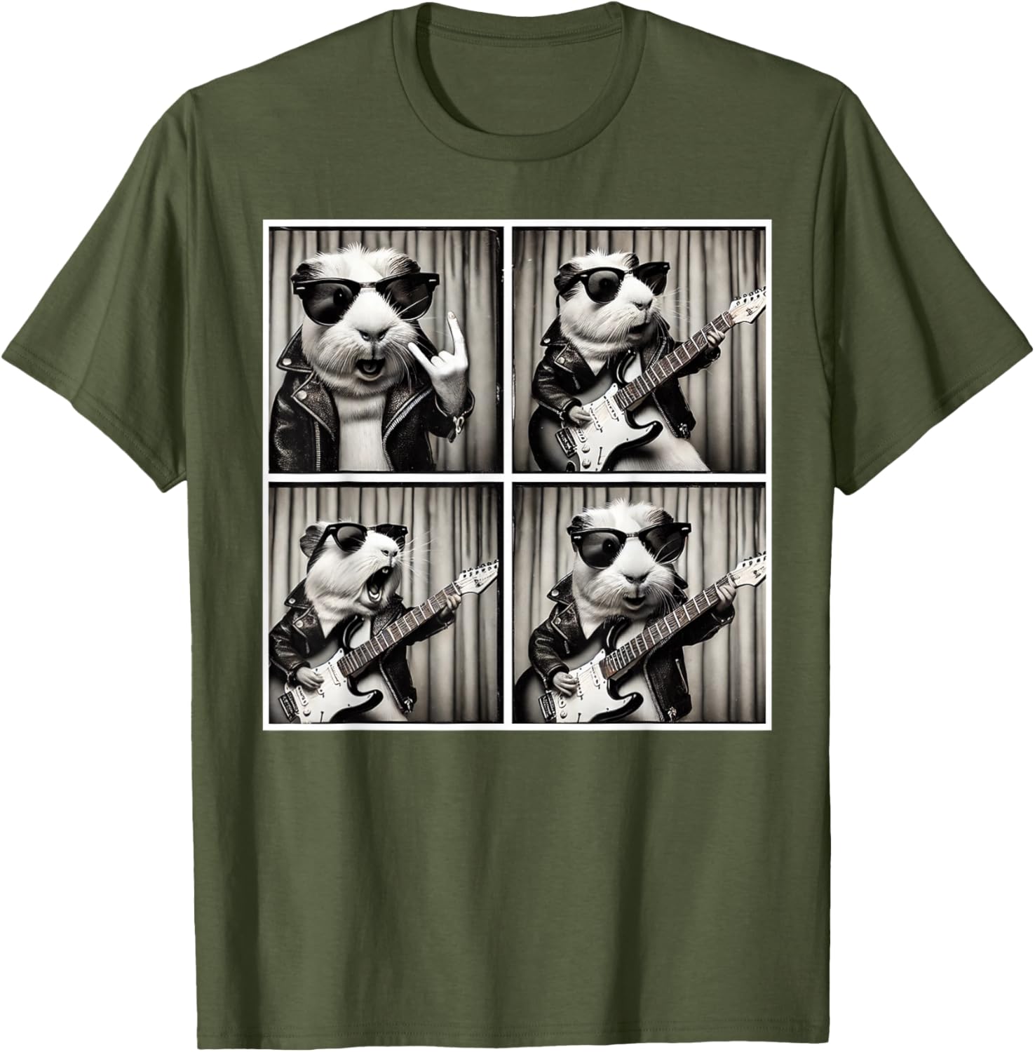Cute Guinea Pig Electric Guitar T-Shirt for Music Lovers and Pet Fans - 14
