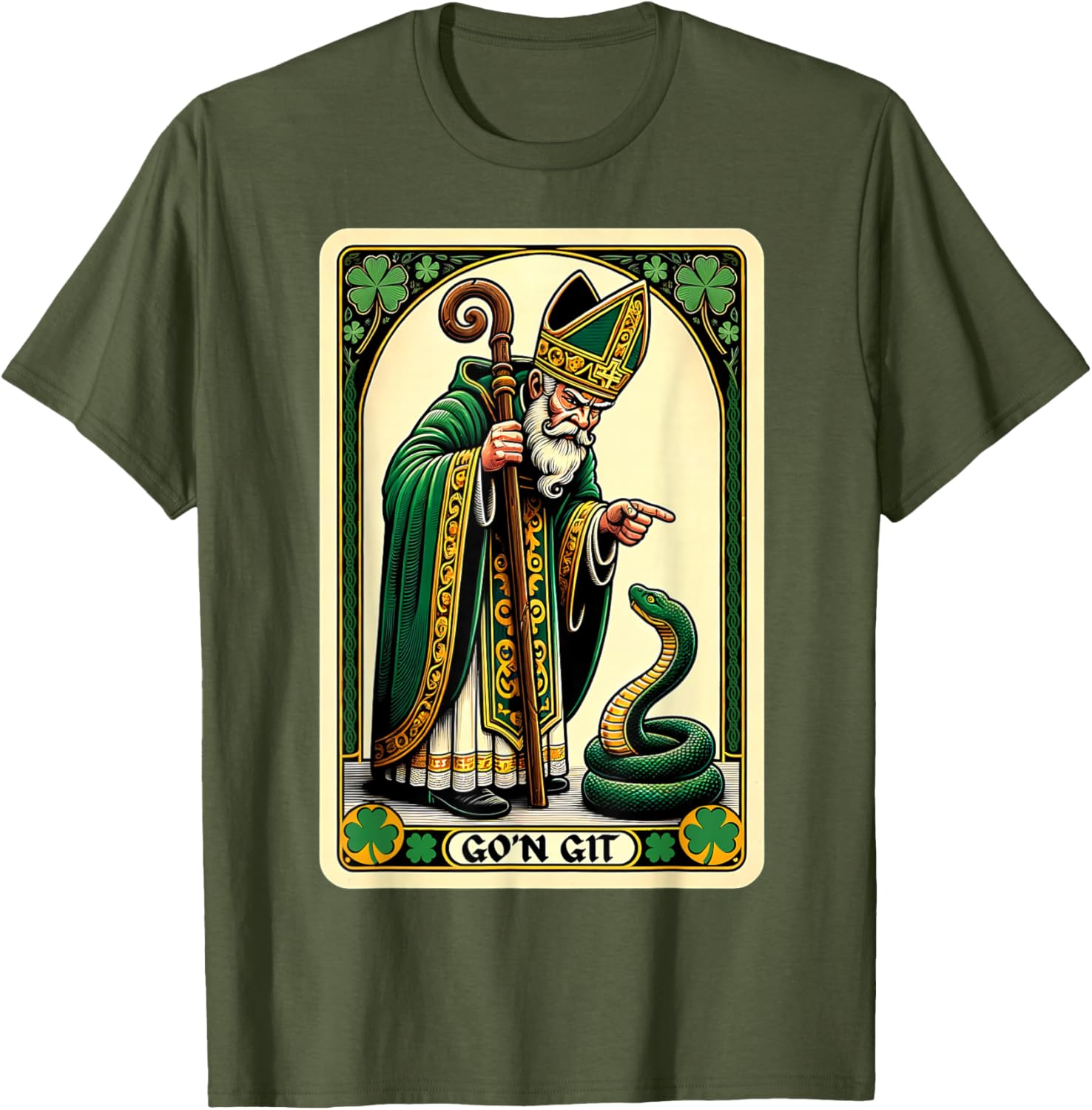 Funny St Patricks Day Tarot Card Go'n Git T-Shirt for Festive Fun - 21