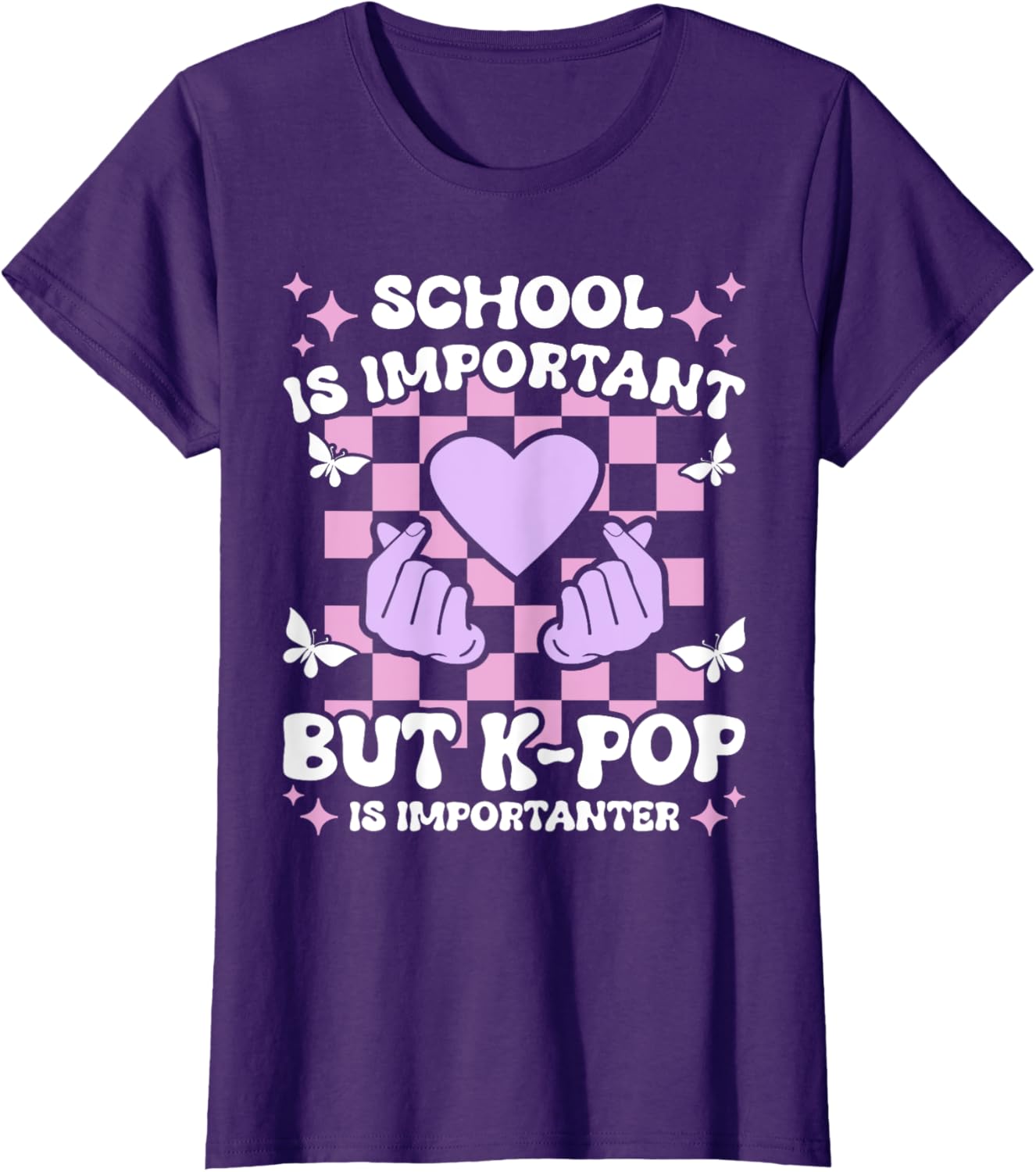 Funny K-Pop T-Shirt for Girls - School is Important, K-Pop is Importanter - 9