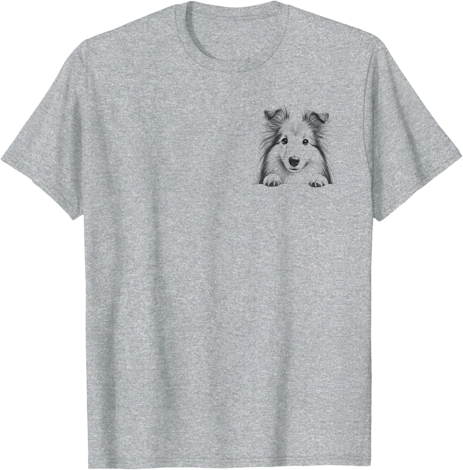 Cute Shetland Sheepdog Peeking Design T-Shirt for Dog Lovers - 6