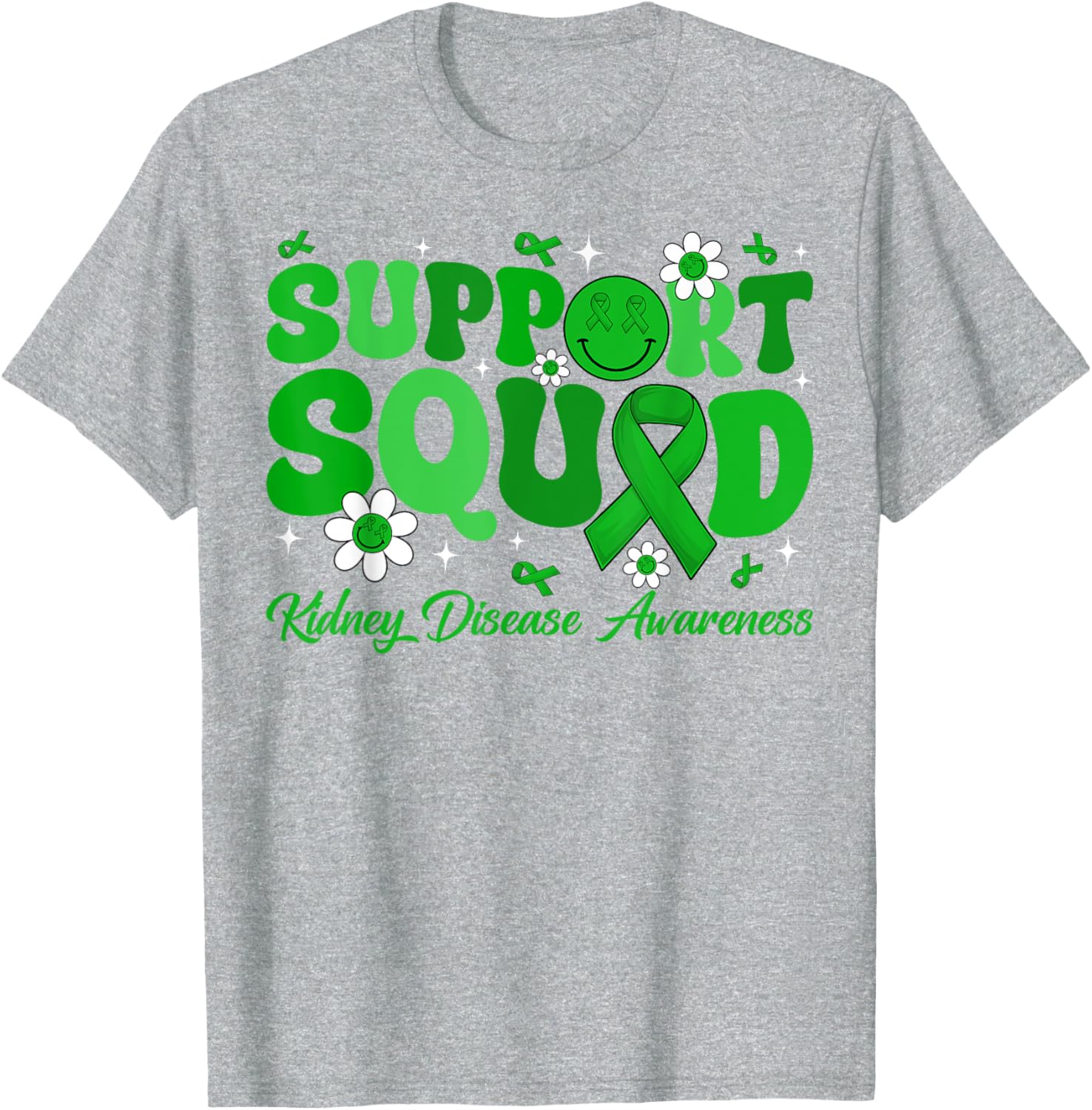Groovy Support Squad Kidney Disease Awareness Green Ribbon T-Shirt - 20