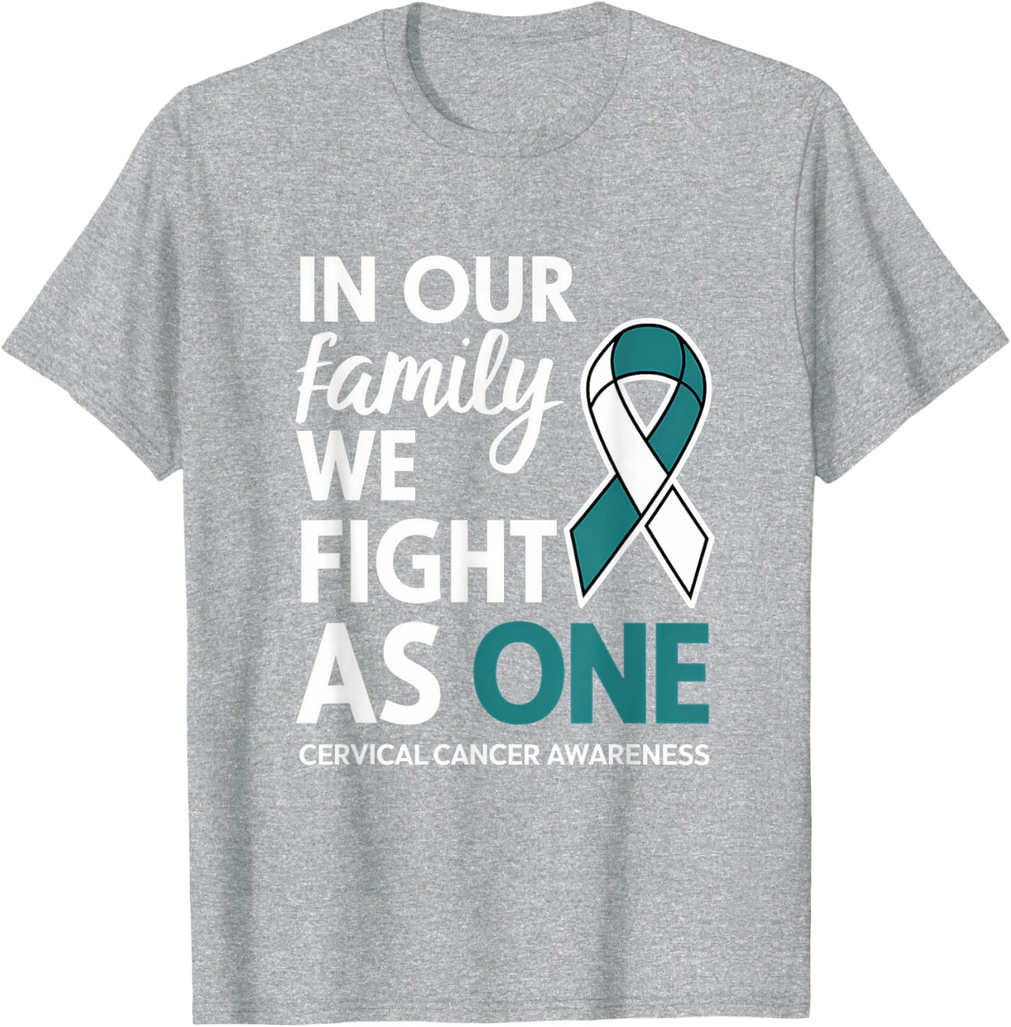 Cervical Cancer Awareness Teal Ribbon Family T-Shirt for Hope and Unity - 15