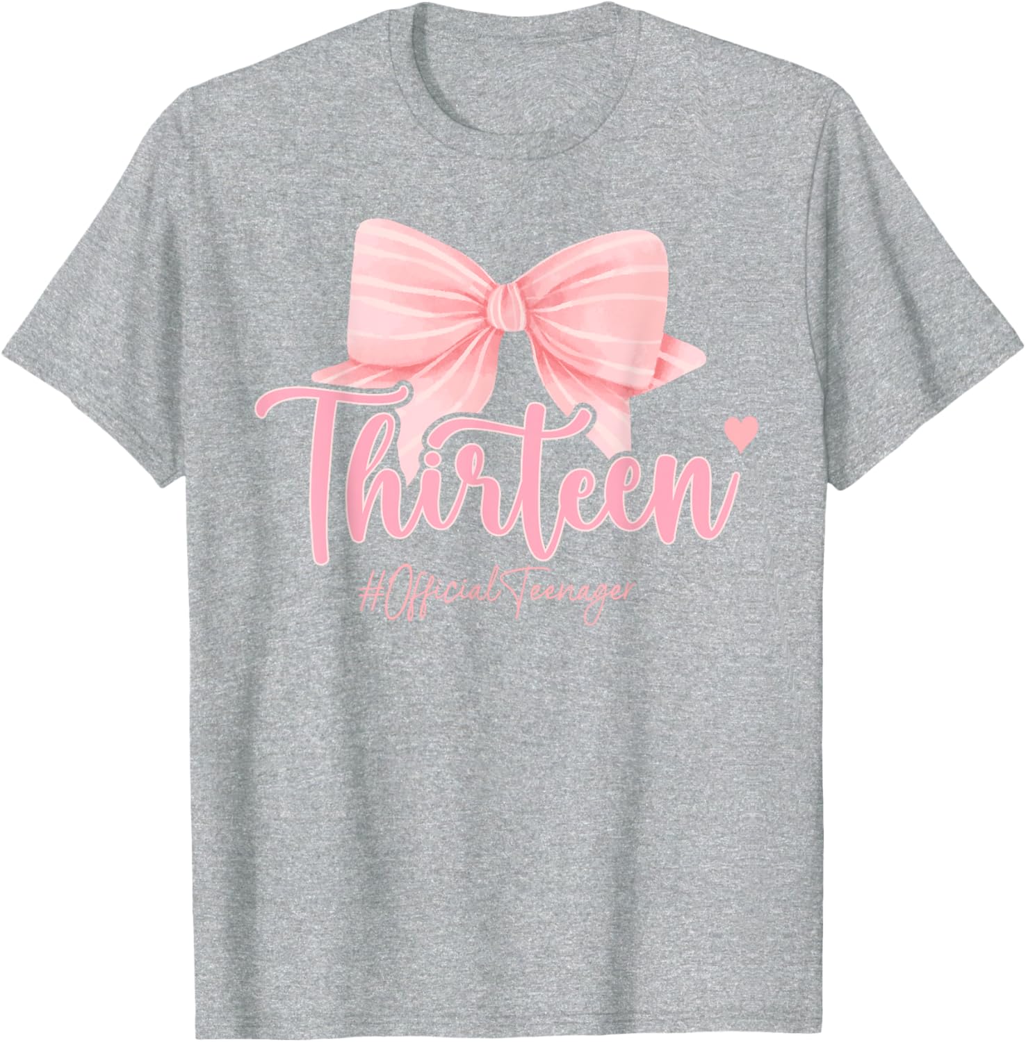 Cute Pink 13th Birthday Coquette Bow T-Shirt for Girls Celebrating 13 - 20