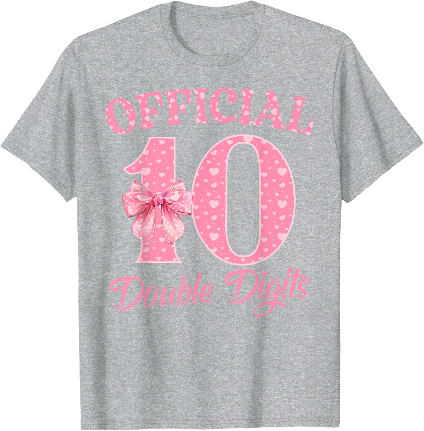 Cute Pink 10th Birthday Coquette Bow T-Shirt for Girls 10 Years Old - 15