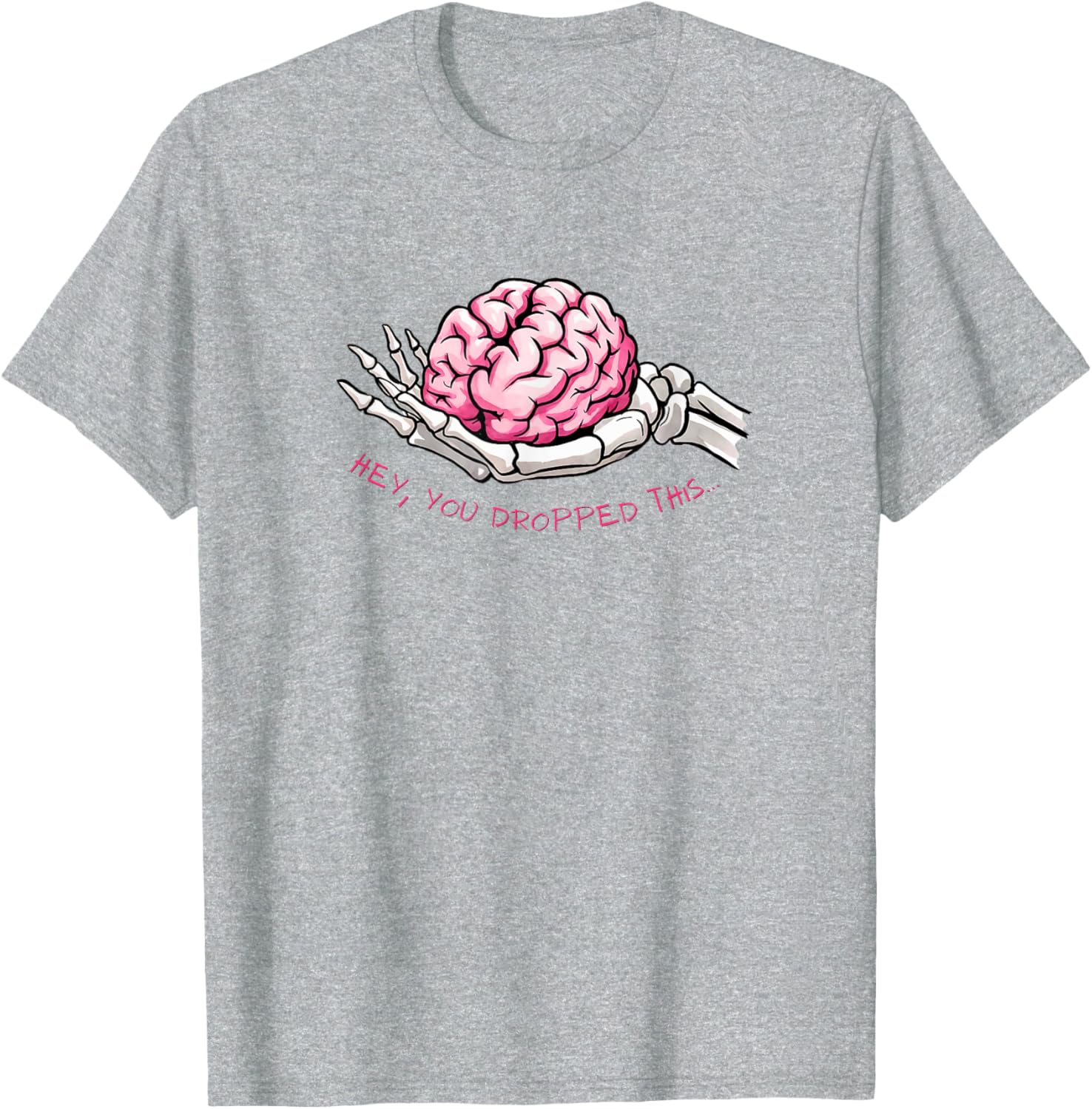 Funny Skeleton Hand Holding Brain T-Shirt for Unique Halloween Style - 1