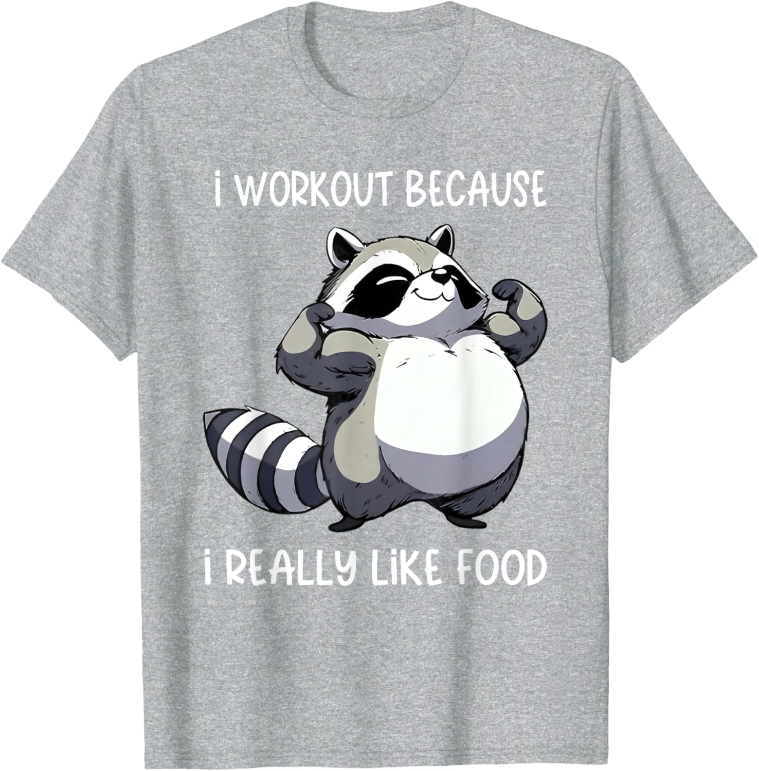Funny Raccoon Biceps Pose T-Shirt for Food Lovers and Fitness Fans - 2