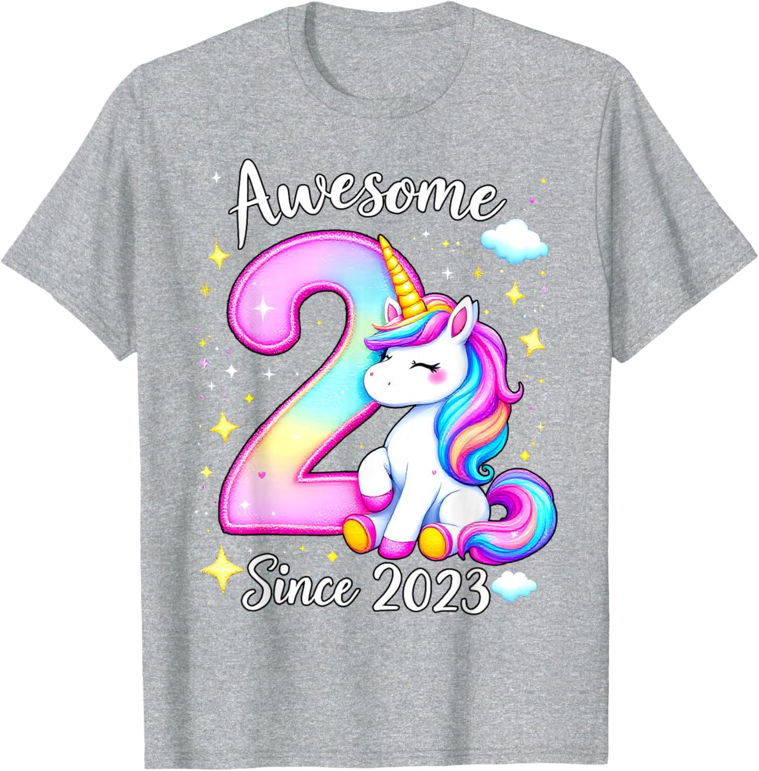 Cute Unicorn 2nd Birthday Girls T-Shirt for Awesome Celebrations - 21