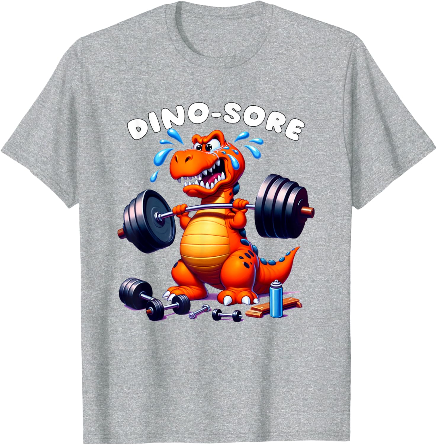 Dino Sore Gym T-Shirt for Fitness Lovers - Fun Lifting Weights Design - 15