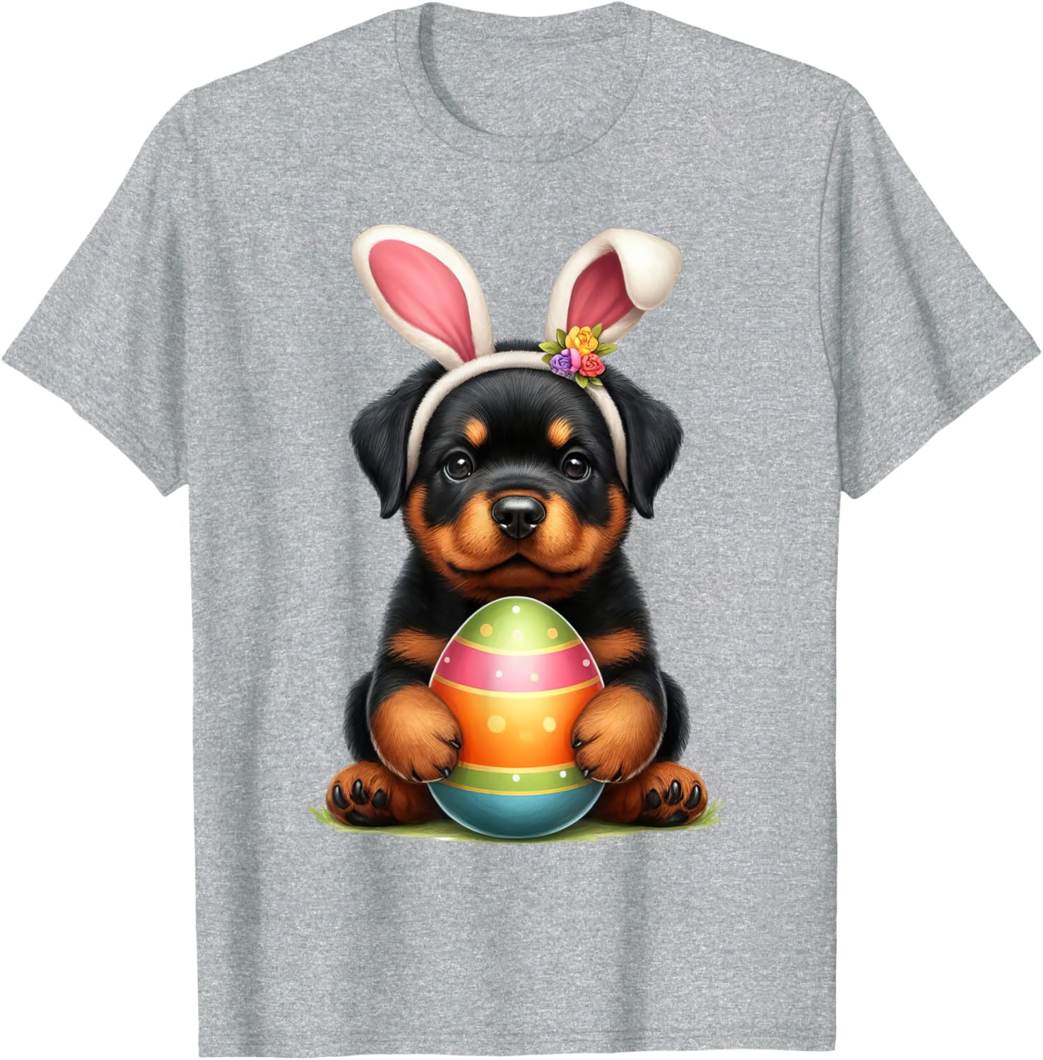 Cute Bunny Rottweiler Dog Easter T-Shirt Perfect for Spring Celebrations - 25