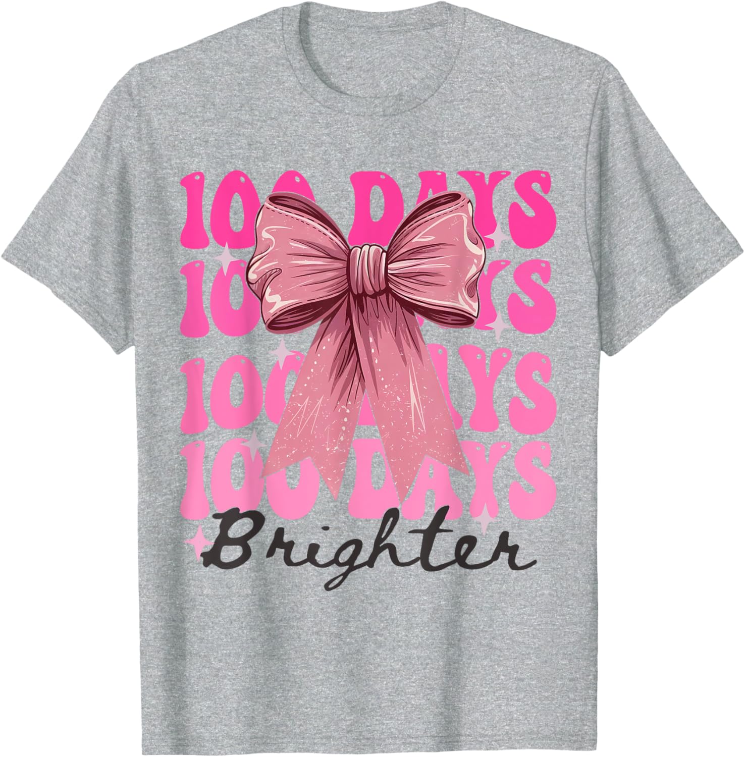 Cute 100 Days of School Girls Coquette Bow T-Shirt for Celebrations - 19