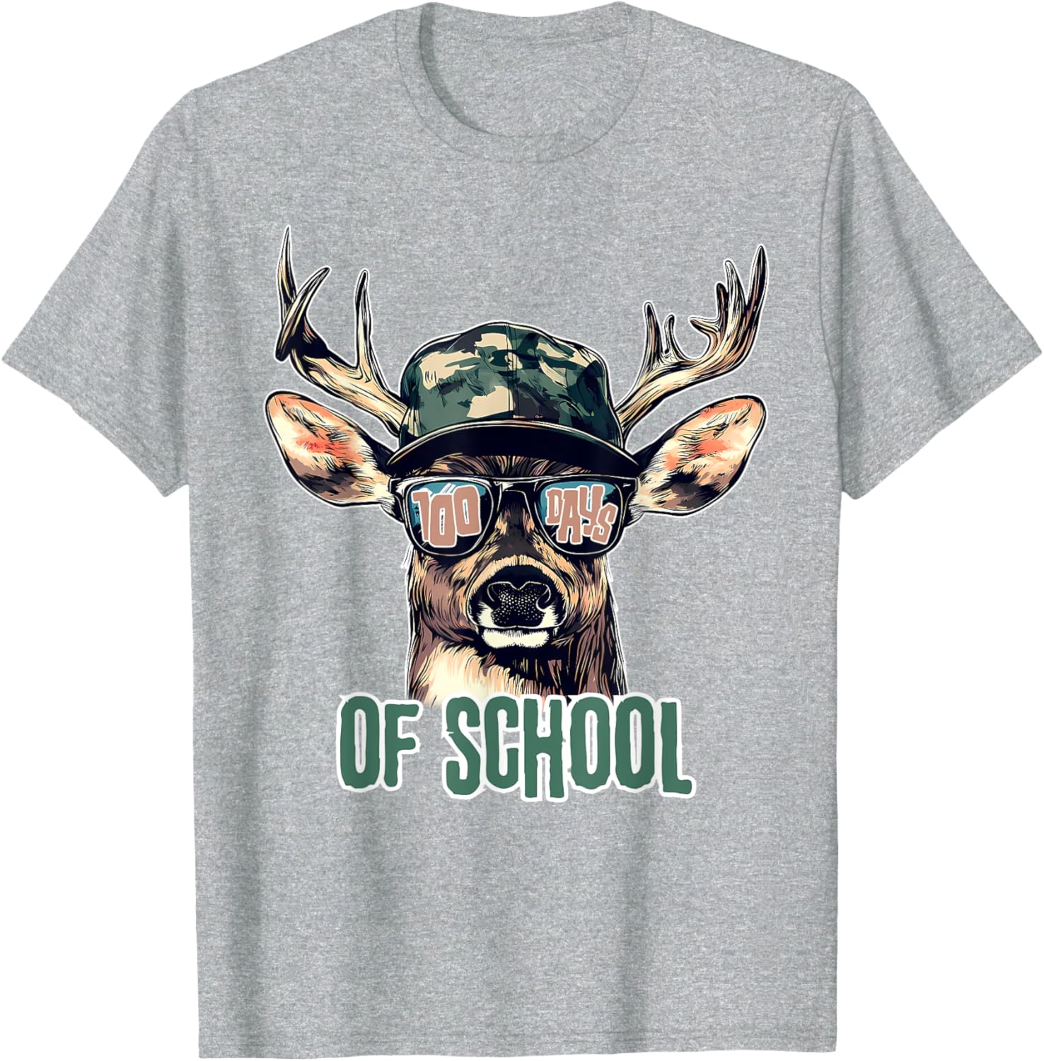 Bucked 100 Days of School Deer Hunting T-Shirt for Kids and Teens - 28