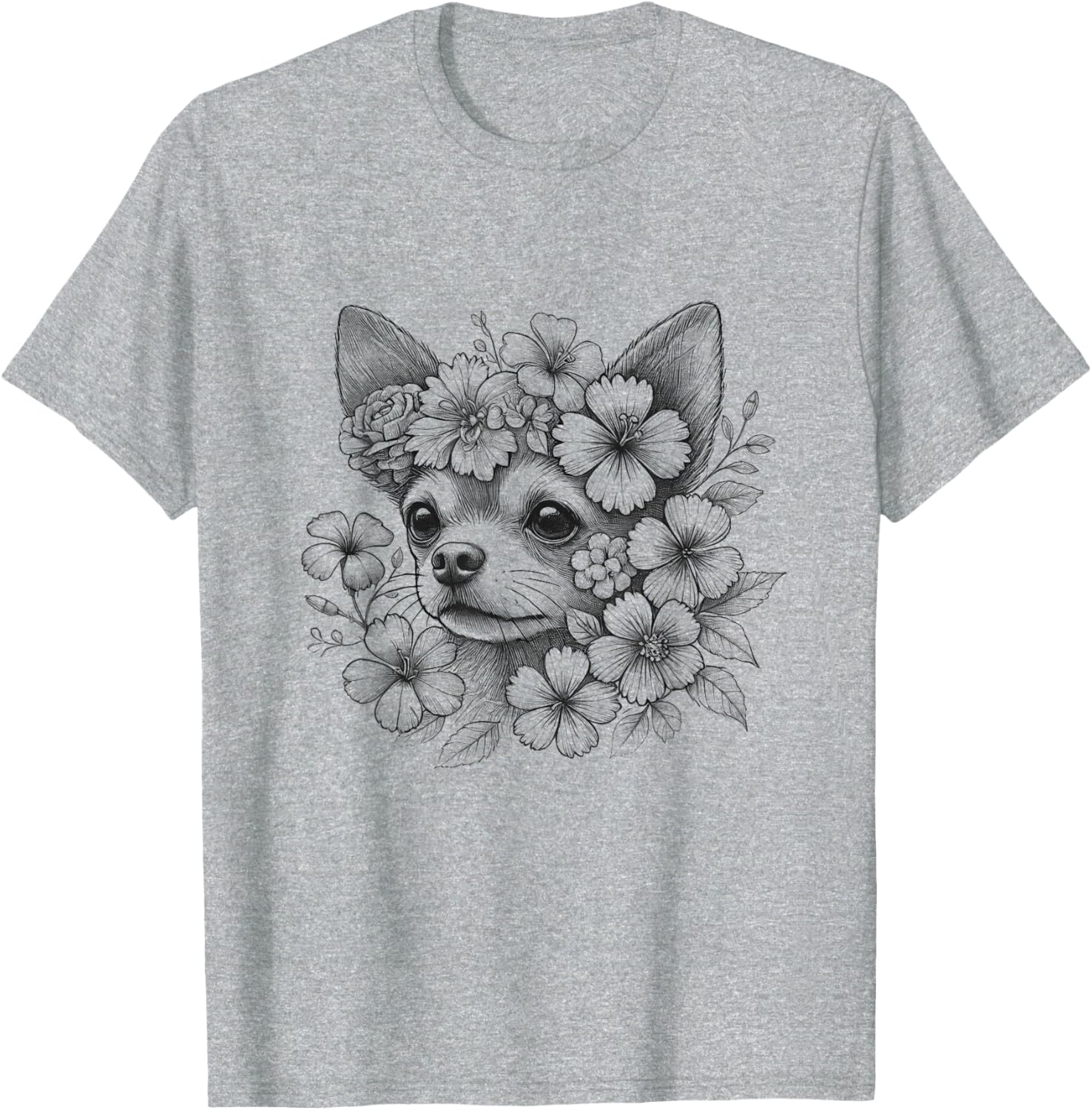 Floral Chihuahua T-Shirt for Girls and Women - Cute Dog Flower Design - 3