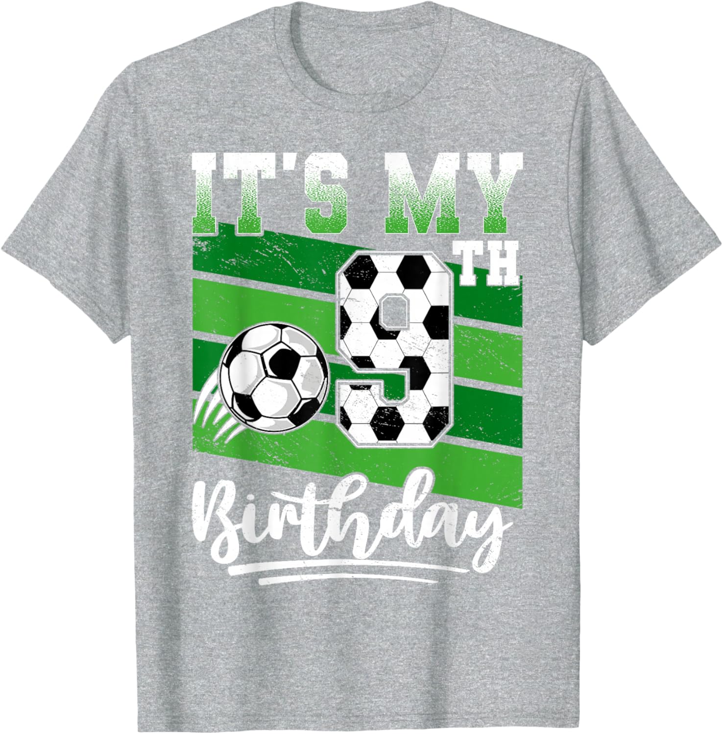 Cool 9th Birthday Soccer Ball T-Shirt for Kids Birthday Celebrations - 9