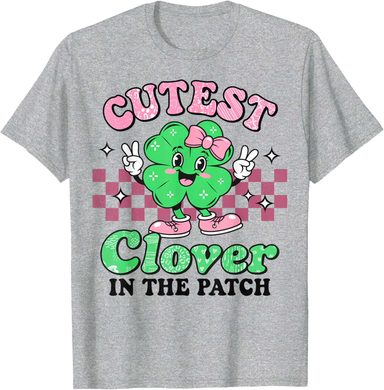 Cutest Clover In The Patch Girls St Patricks Day Retro T-Shirt - 3