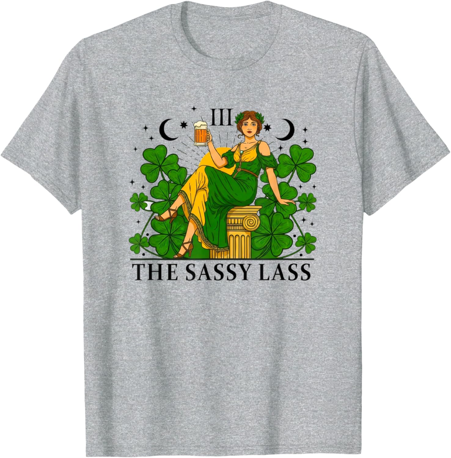 Funny Patrick's Day Sassy Lass Tarot Card T-Shirt for Festive Fun - 5