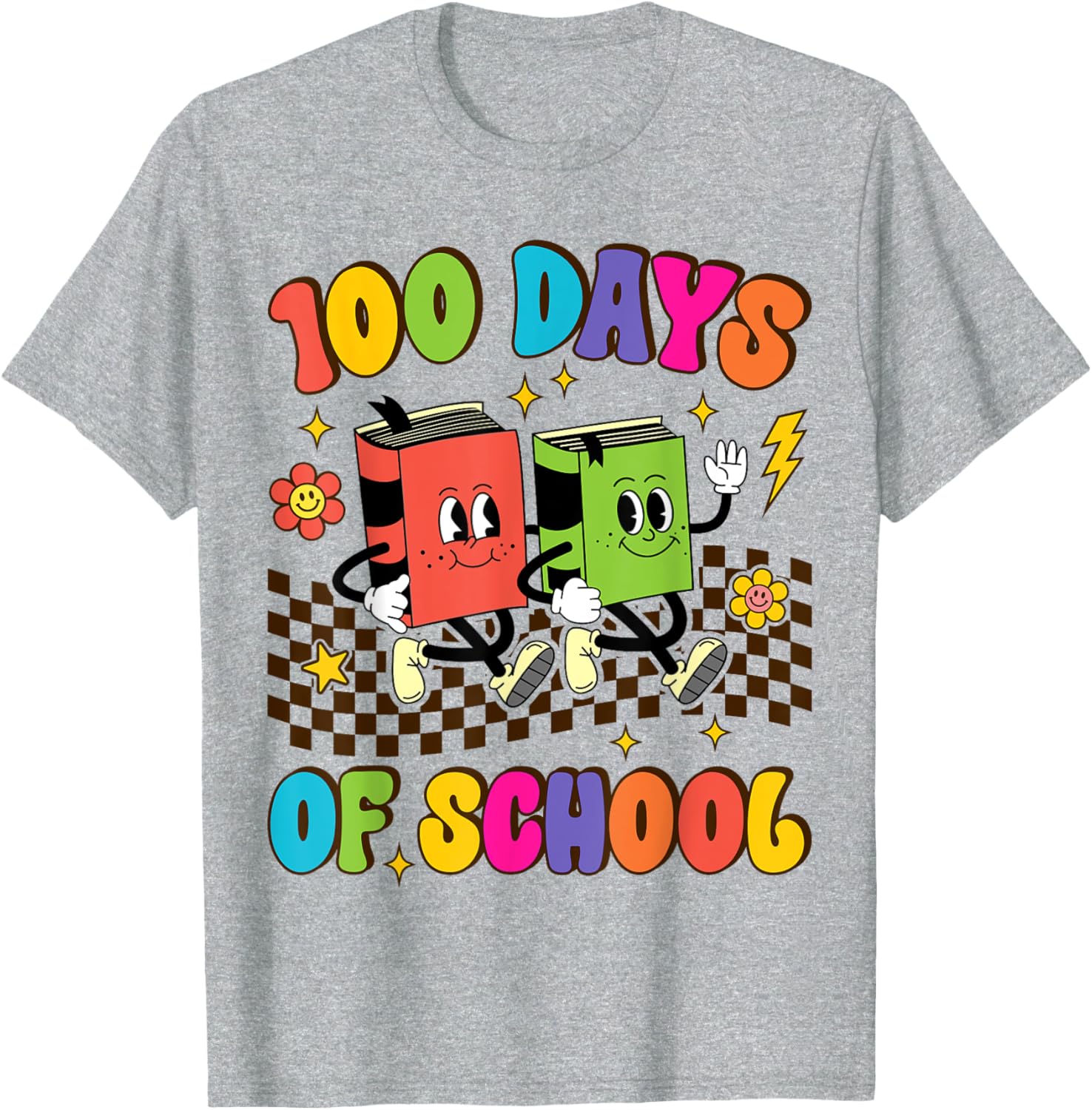 Groovy 100 Days of School T-Shirt for Kids and Teachers Fun Shirt - 1