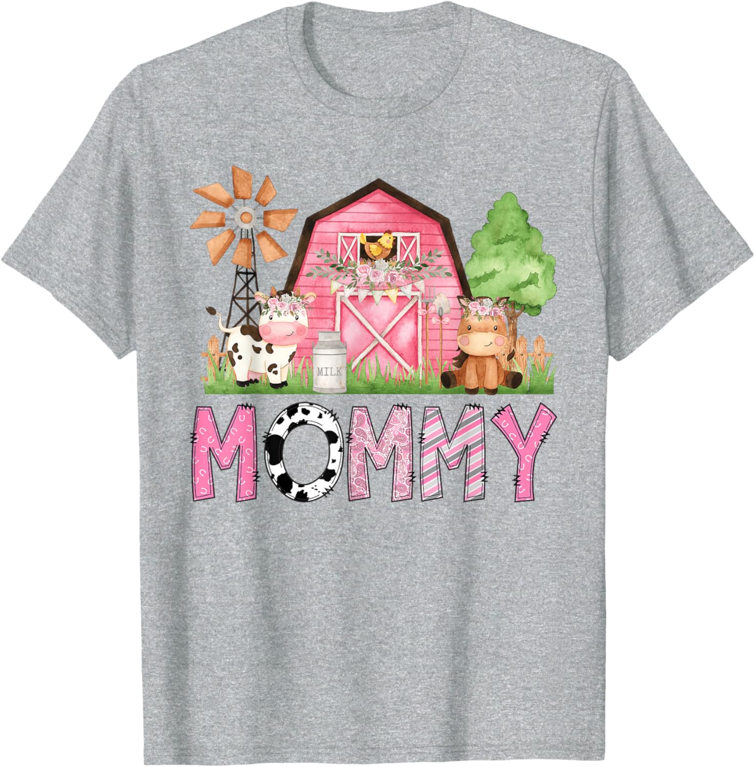 Cute Mommy Pink Farm Animal Birthday Matching Family T-Shirt for Kids - 6