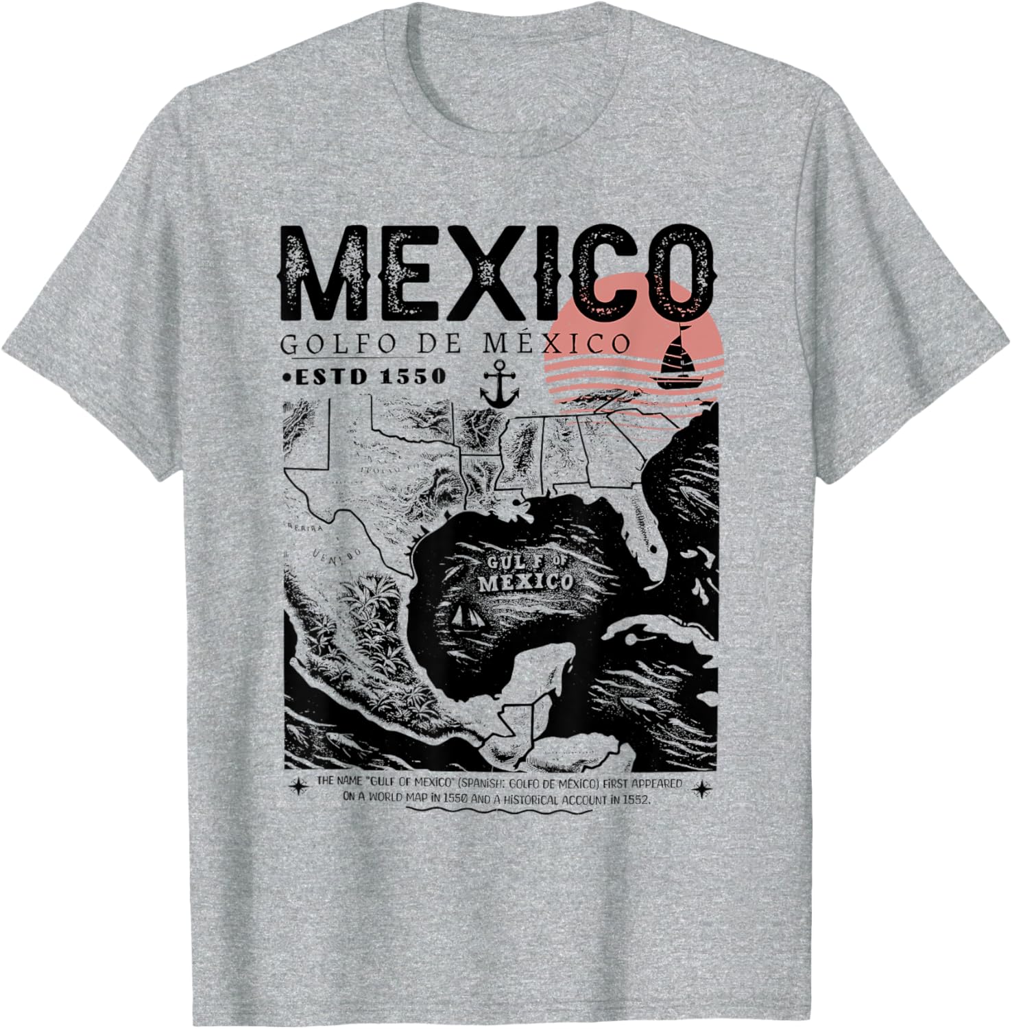 Gulf of Mexico 1550 History Facts T-Shirt for Ocean Lovers and Travelers - 8