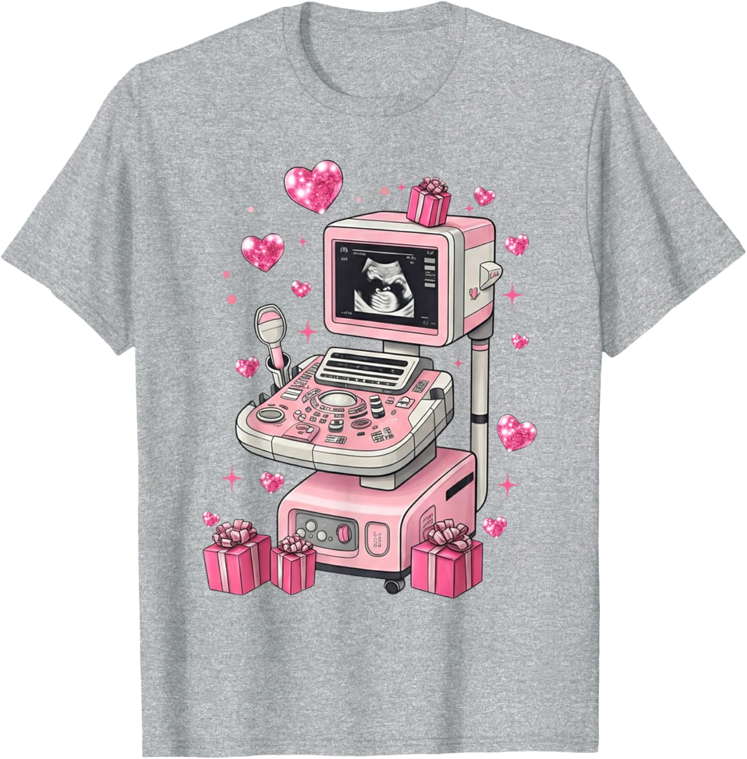 Coquette Bow Sonographer Valentine T-Shirt for Ultrasound Techs - 7