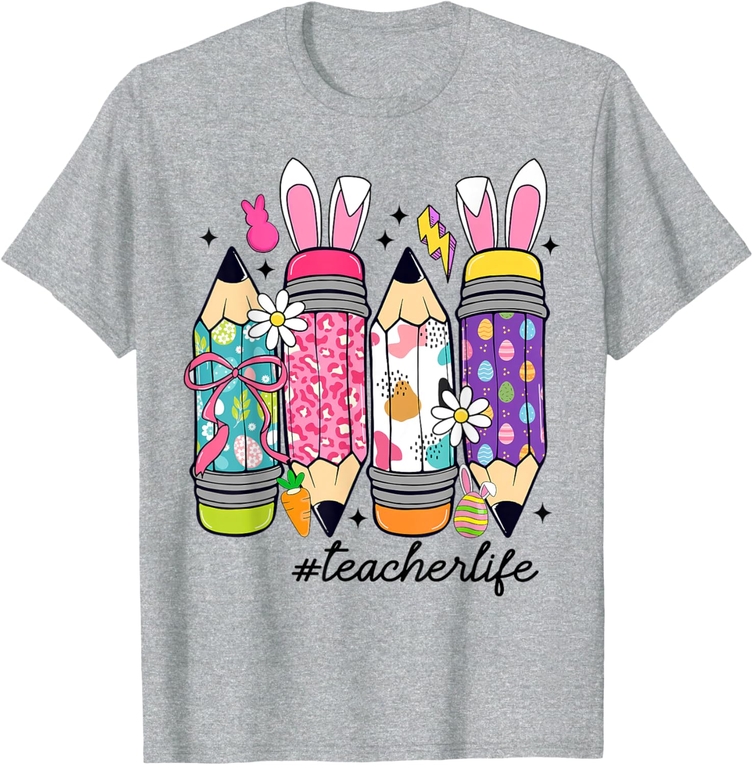 Coquette Bow Easter Bunny Teacher Life T-Shirt for Fun Classroom Style - 4