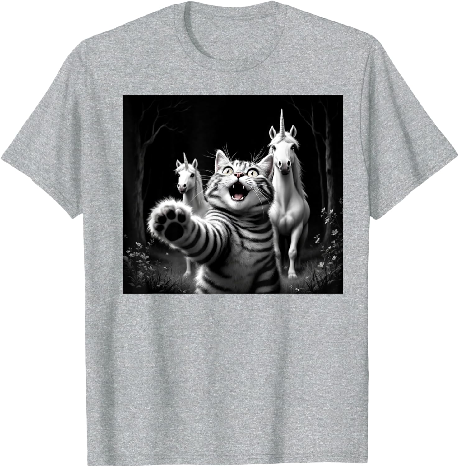 Funny Cat and Unicorn Selfie T-Shirt for Cat Lovers and Kids - 25