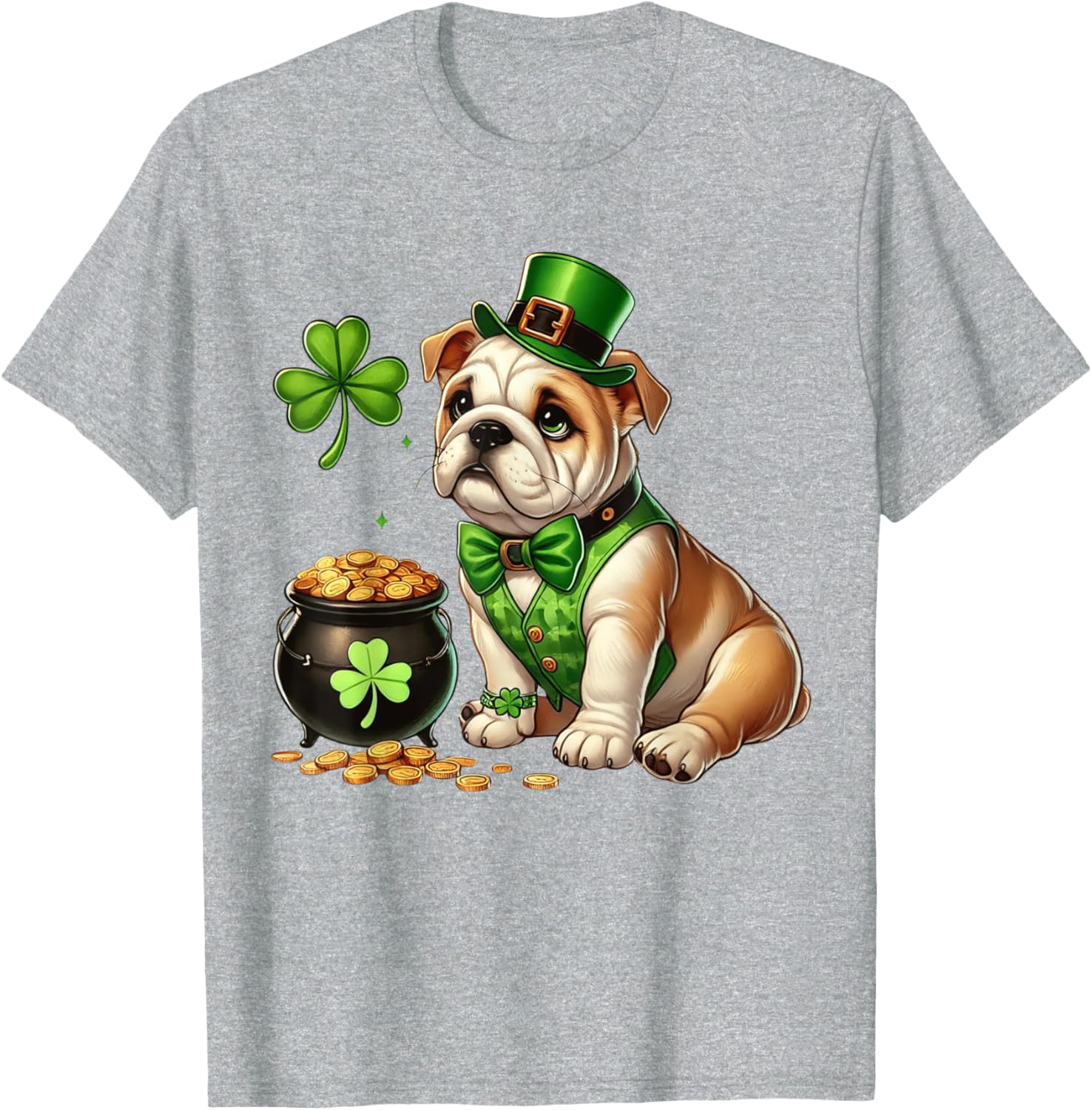 Cute Bulldog Leprechaun St Patricks Day Shamrock Kids T-Shirt - 17