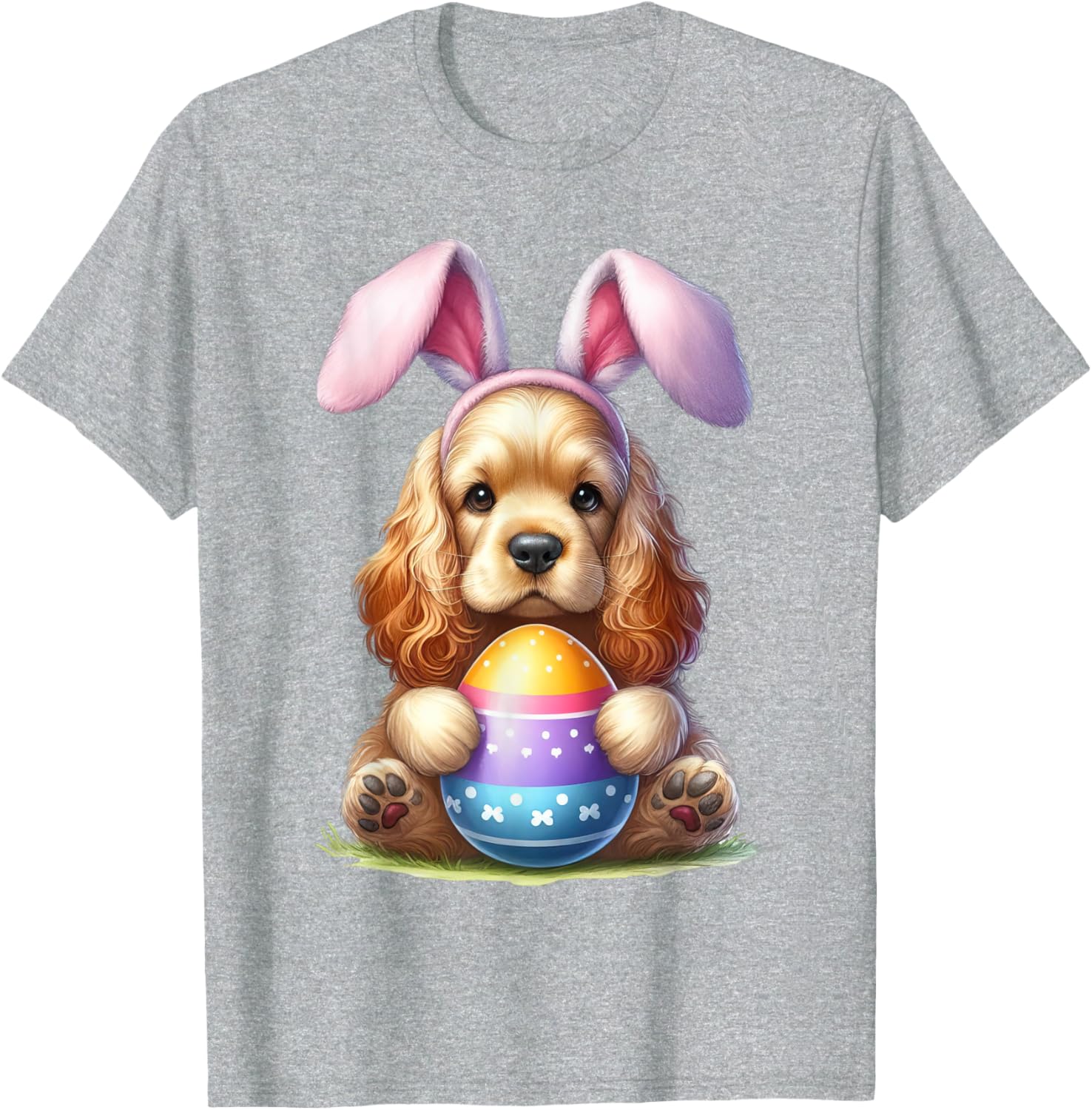 Cute Bunny Cocker Spaniel Easter T-Shirt for Men and Women Celebrating Spring - 28