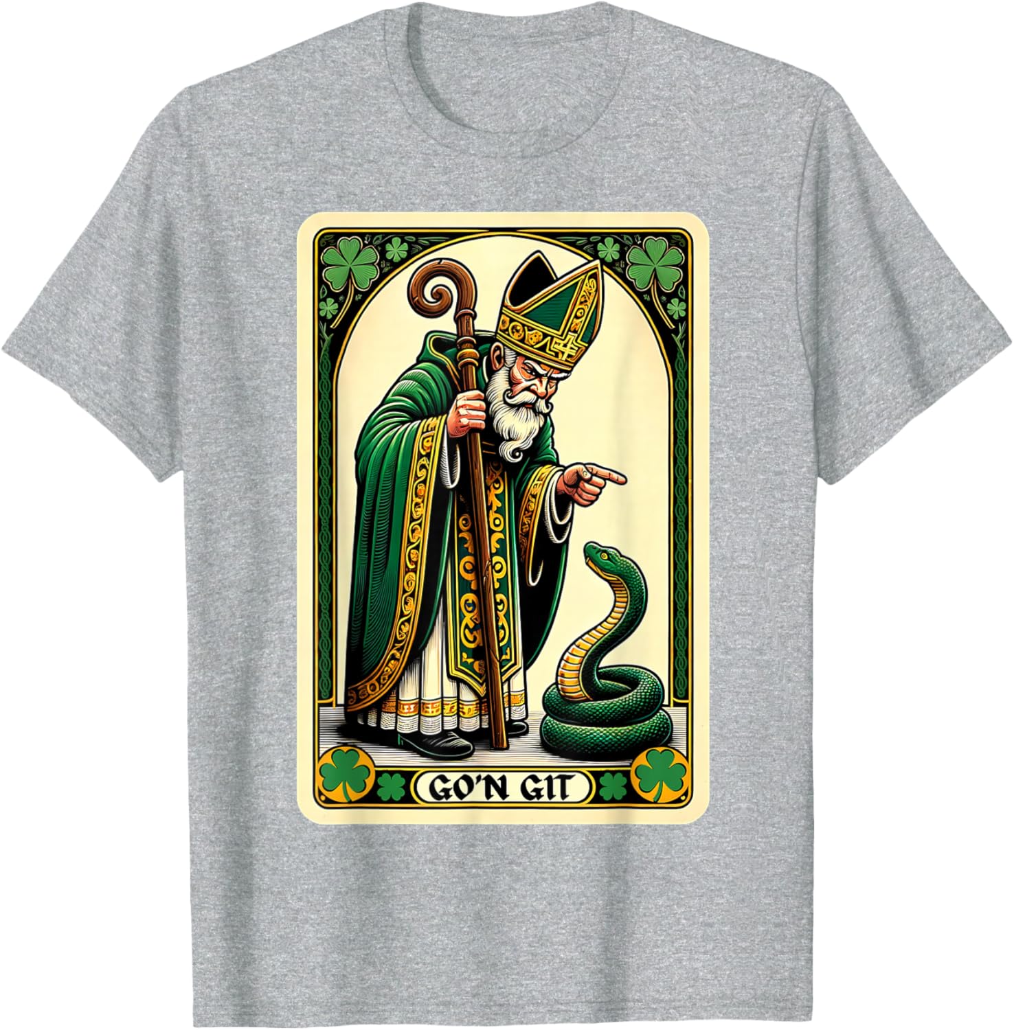 Funny St Patricks Day Tarot Card Go'n Git T-Shirt for Festive Fun - 1