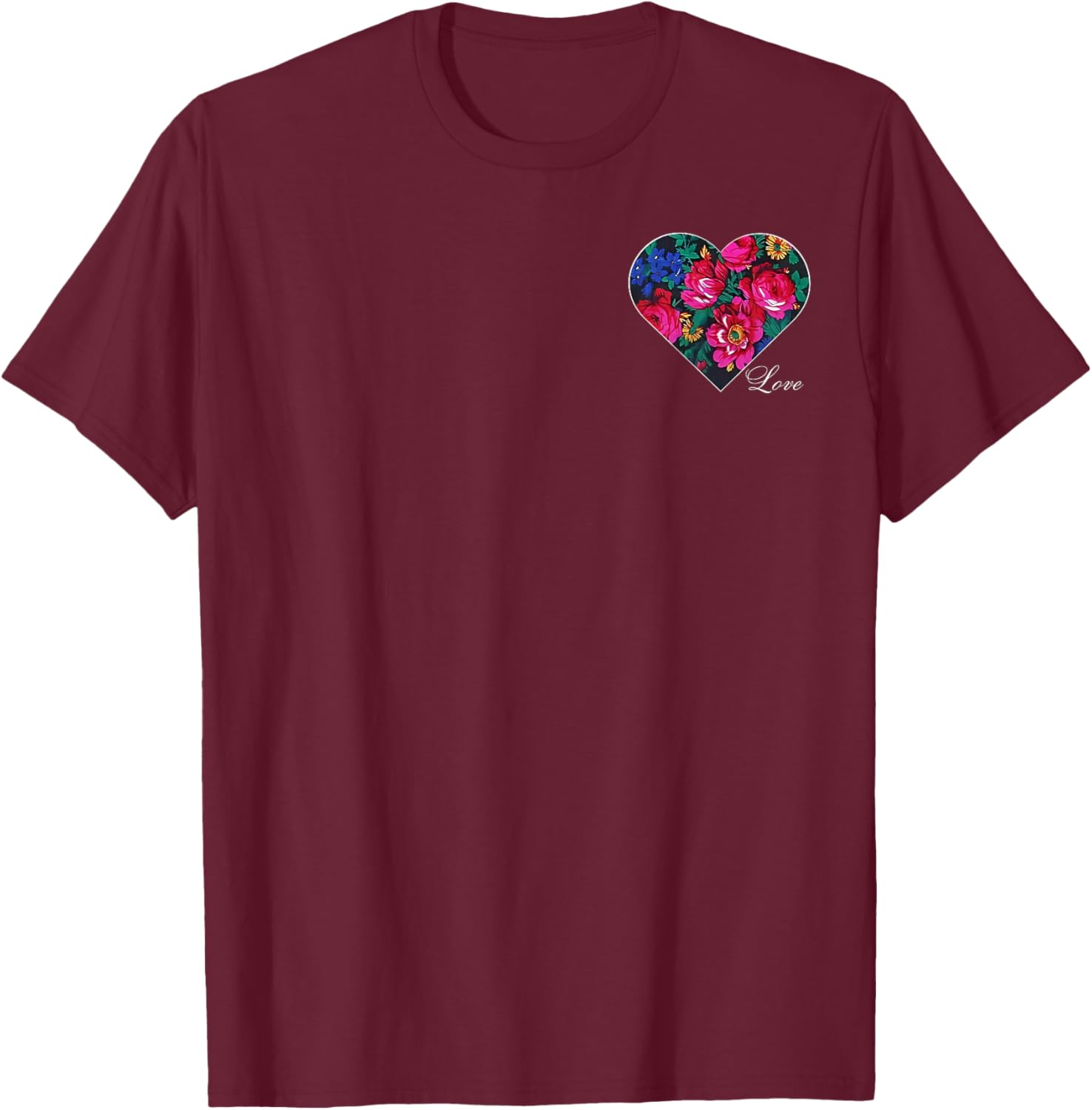 Floral Heart Love T-Shirt for Native American Women - Masani Scarf Design - 26