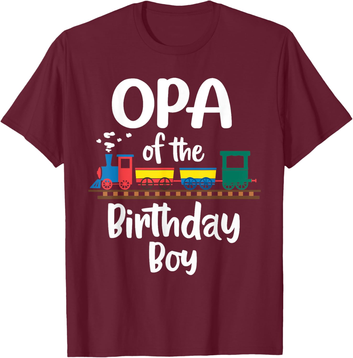Opa of the Birthday Boy Train Toys Grandpa T-Shirt for Two Year Celebration - 4
