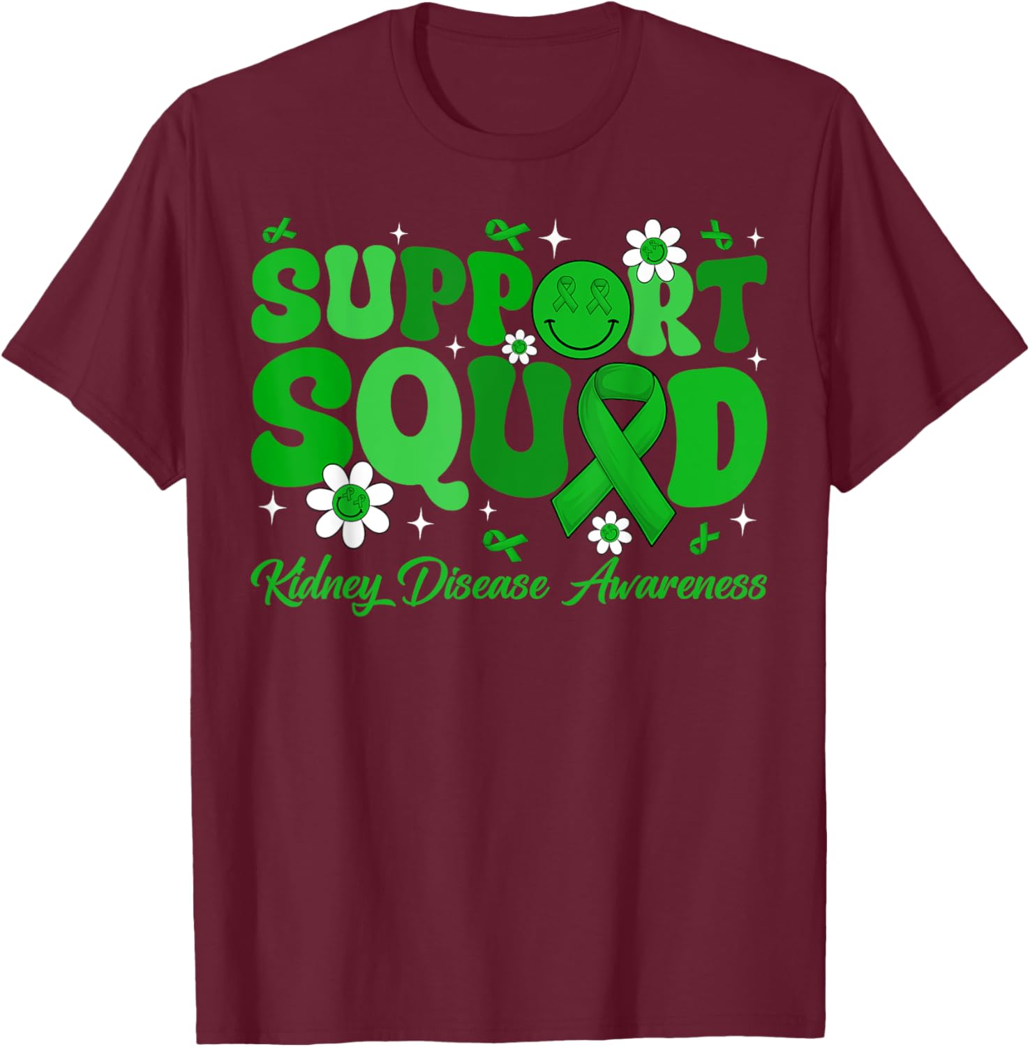 Groovy Support Squad Kidney Disease Awareness Green Ribbon T-Shirt - 6