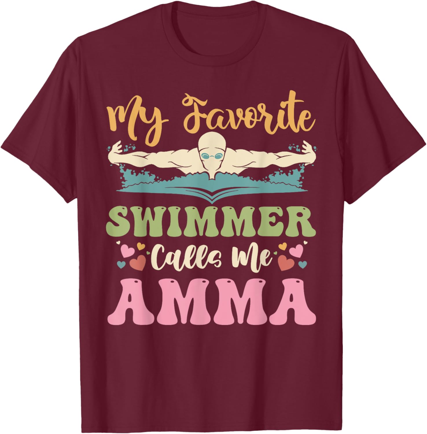 My Favorite Swimmer Calls Me Amma Family Matching T-Shirt for Fun Bonding - 3