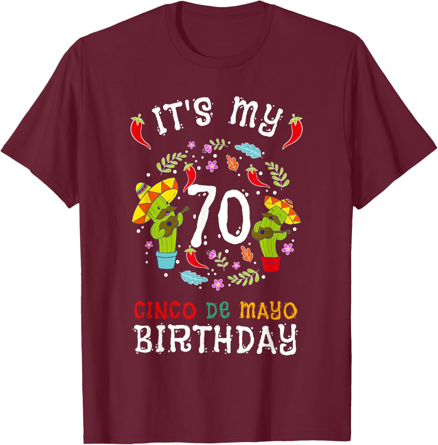 Celebrate 70th Birthday with Fun Cinco De Mayo T-Shirt for Kids and Men - 7