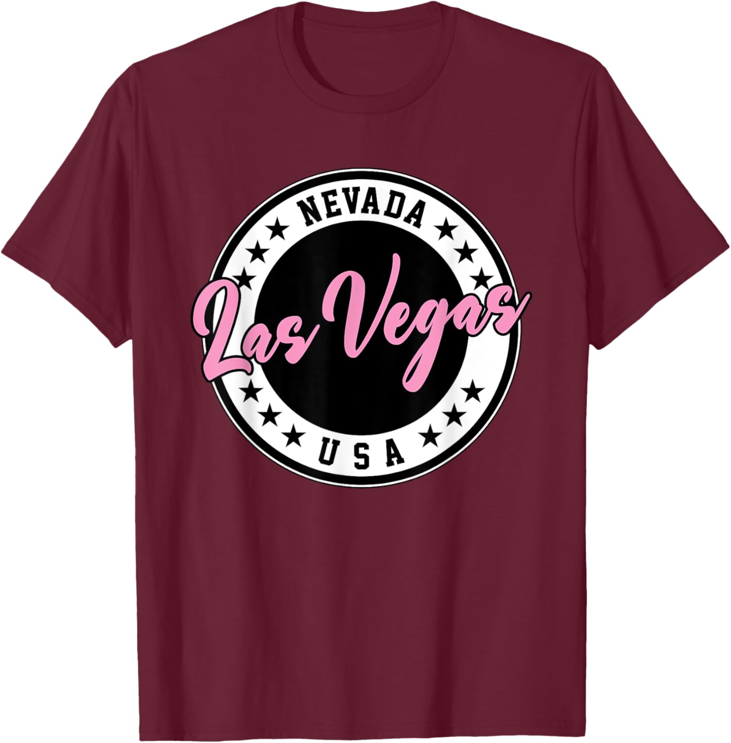 Las Vegas Nevada Pink Script Circle T-Shirt for Fun Fashion Lovers - 5