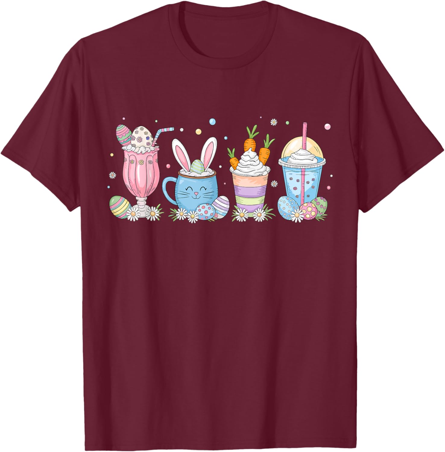 Coffee Lover T-Shirt for Women | Cute Latte Iced Cream Design for Easter - 16