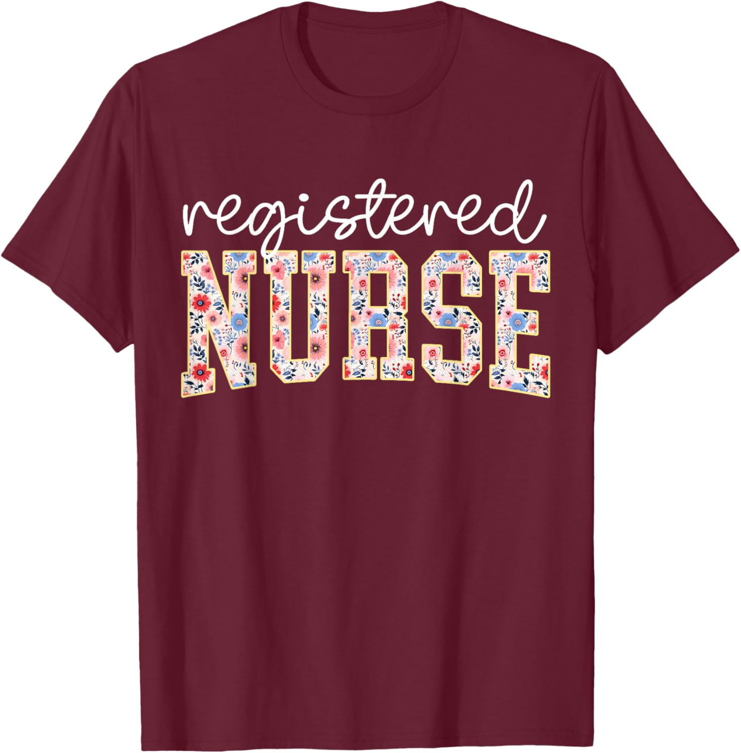 Floral Print RN Nurse T-Shirt for Women - Perfect for Nursing School - 11