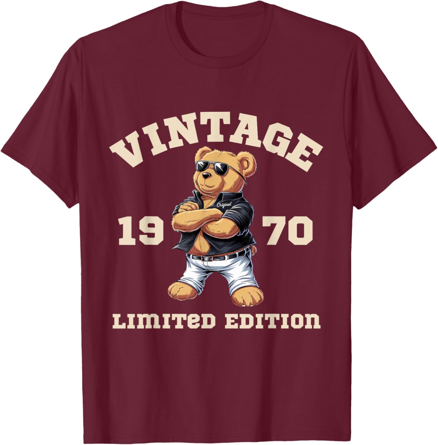 Mens Vintage 55th Birthday Teddy Bear T-Shirt for 1970 Born Lovers - 8
