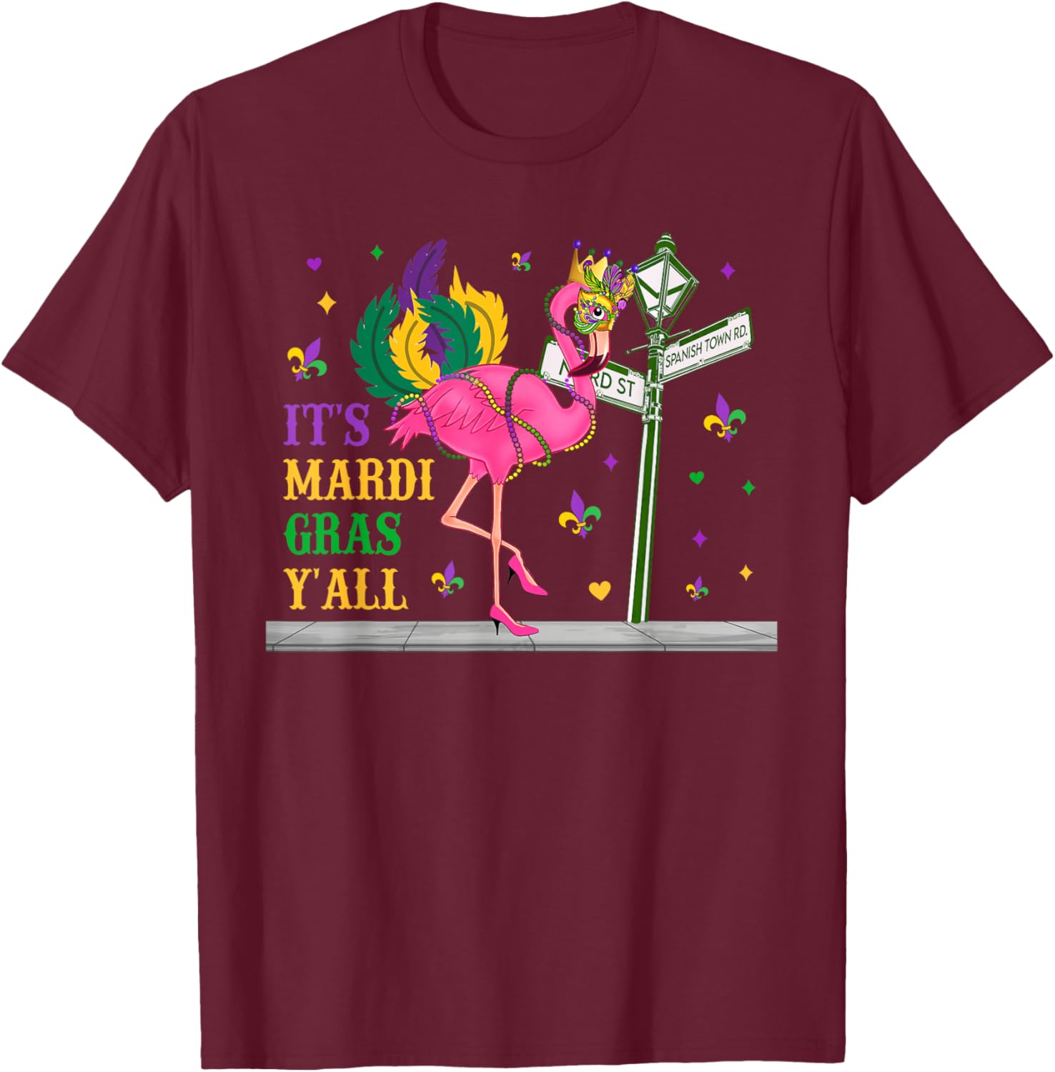 Mardi Gras Flamingo Costume T-Shirt for Girls and Women Fun Festive Wear - 7